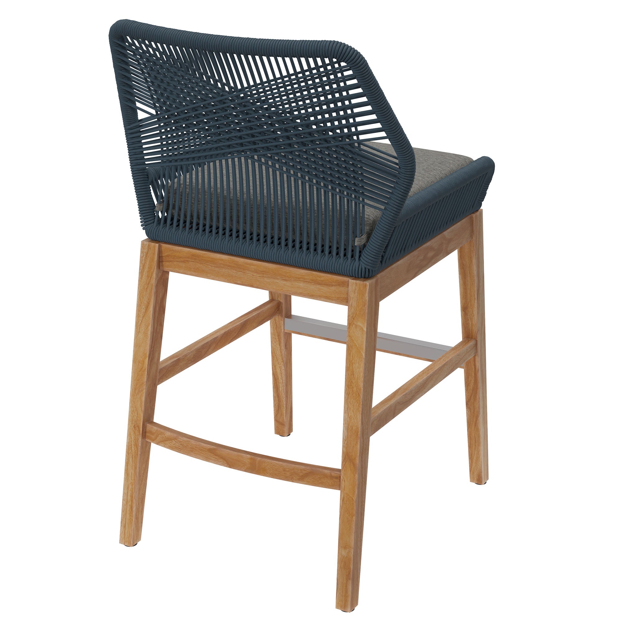 Wellspring Outdoor Patio Teak and Rope Counter Stool