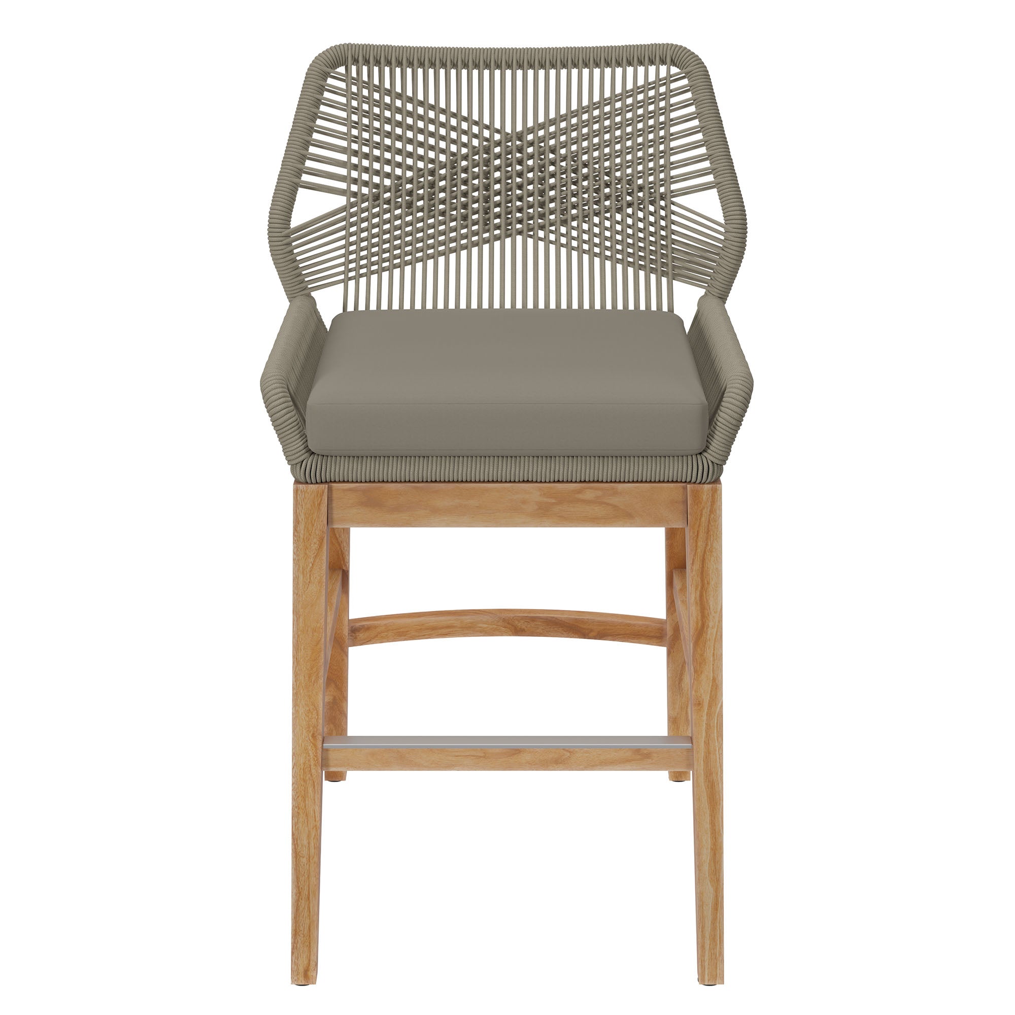 Wellspring Outdoor Patio Teak and Rope Counter Stool