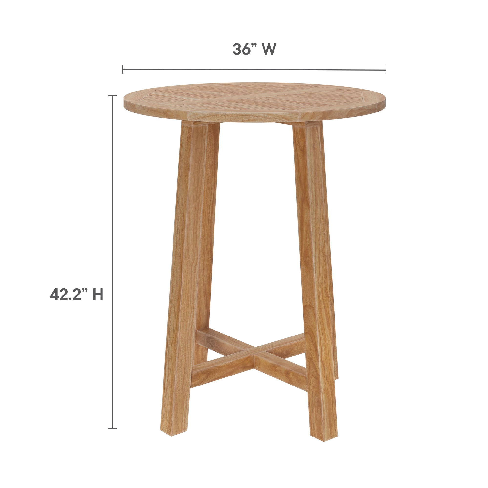 Wellspring 36" Outdoor Patio Teak Wood Bar Table in Natural