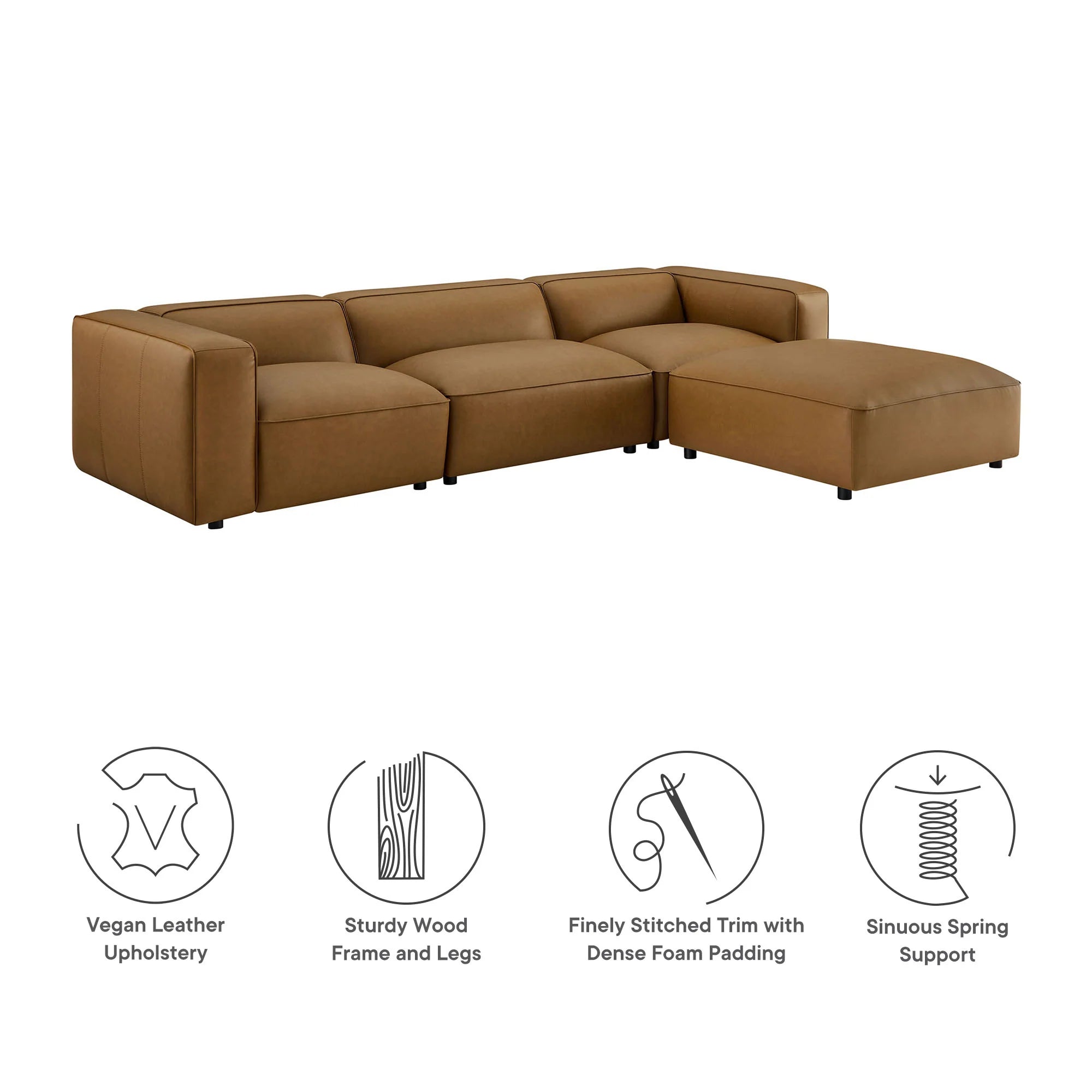 Auren 4-Piece Vegan Leather Modular Sofa Set