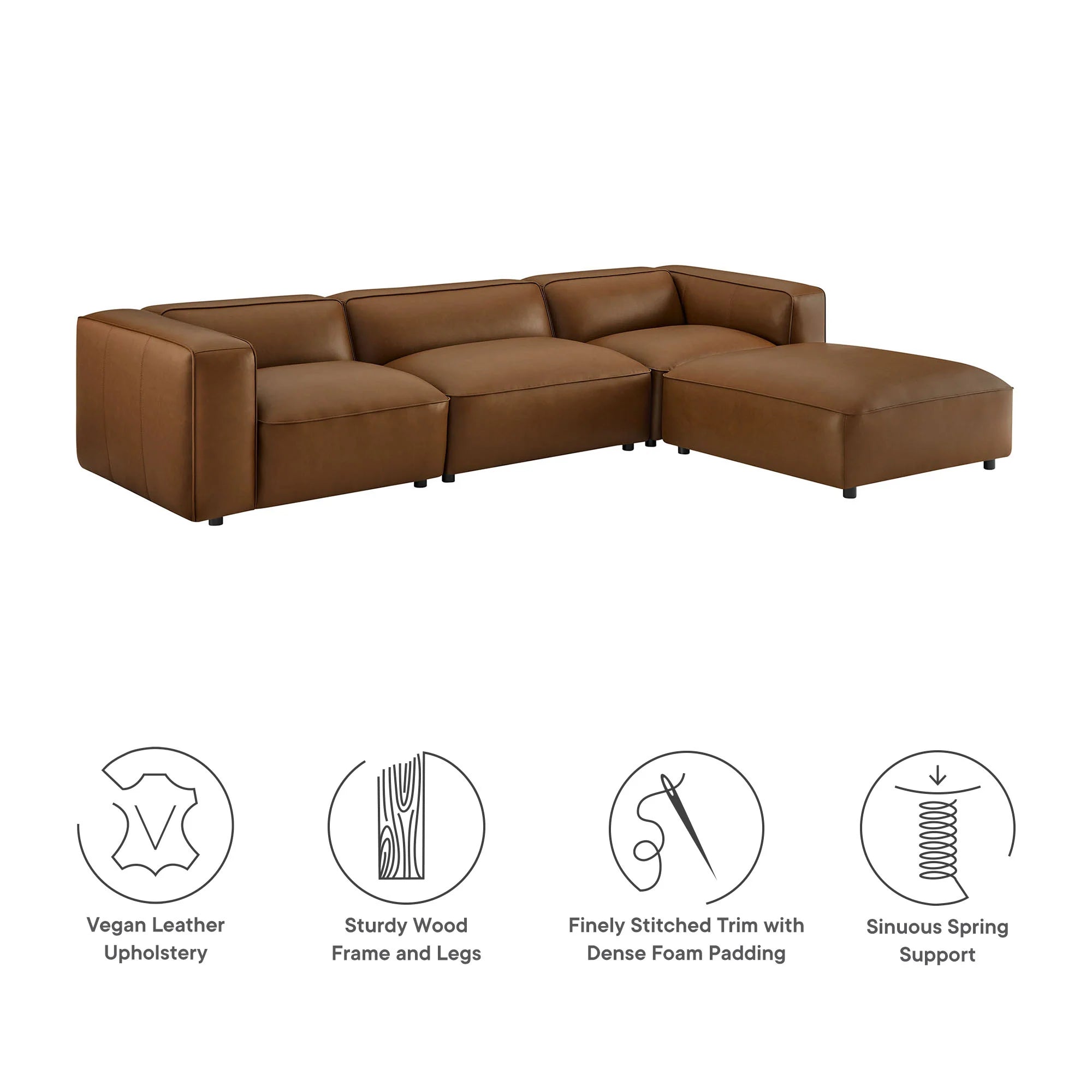 Auren 4-Piece Vegan Leather Modular Sofa Set