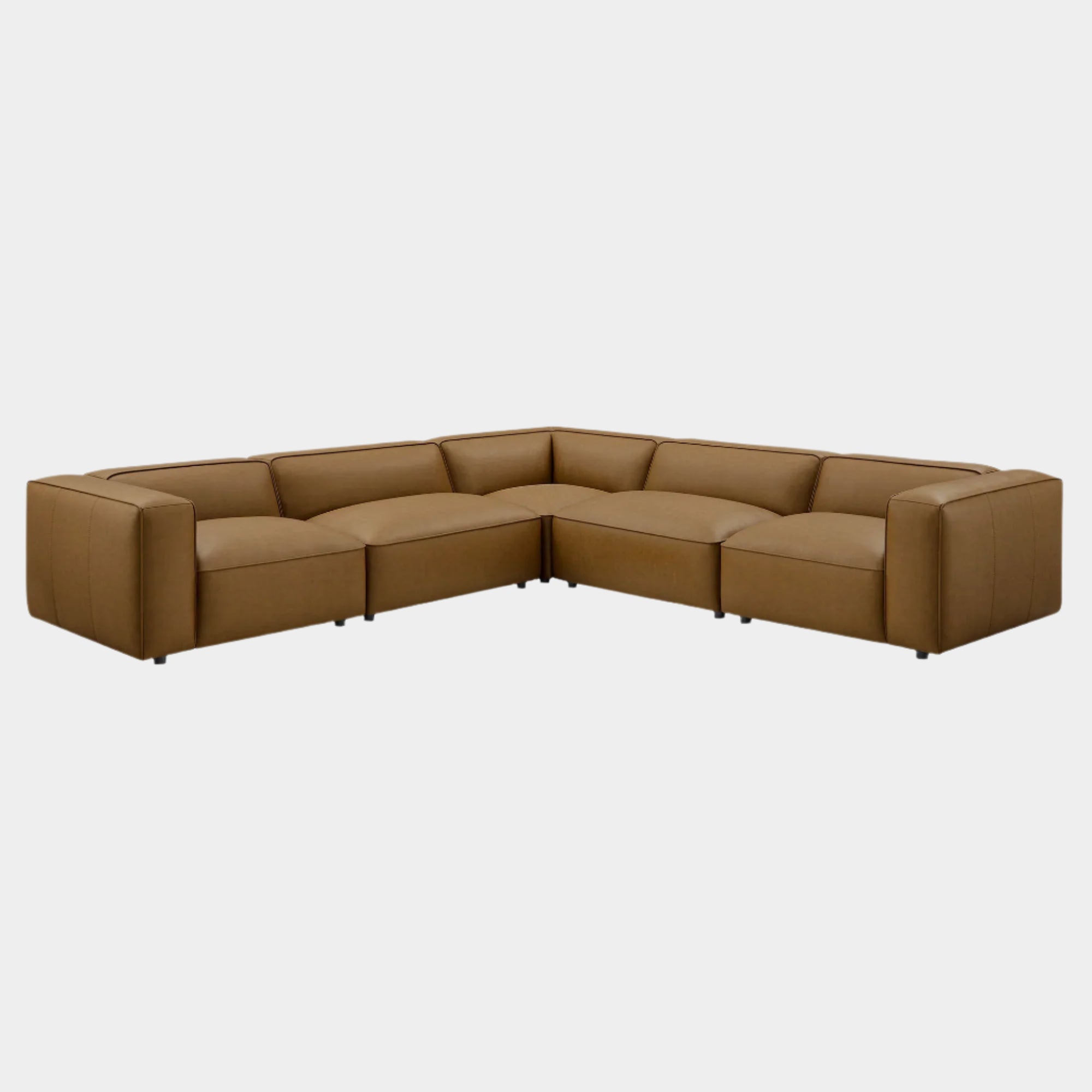 Auren 5-Piece Upholstered Vegan Leather Modular L-Shaped Sofa