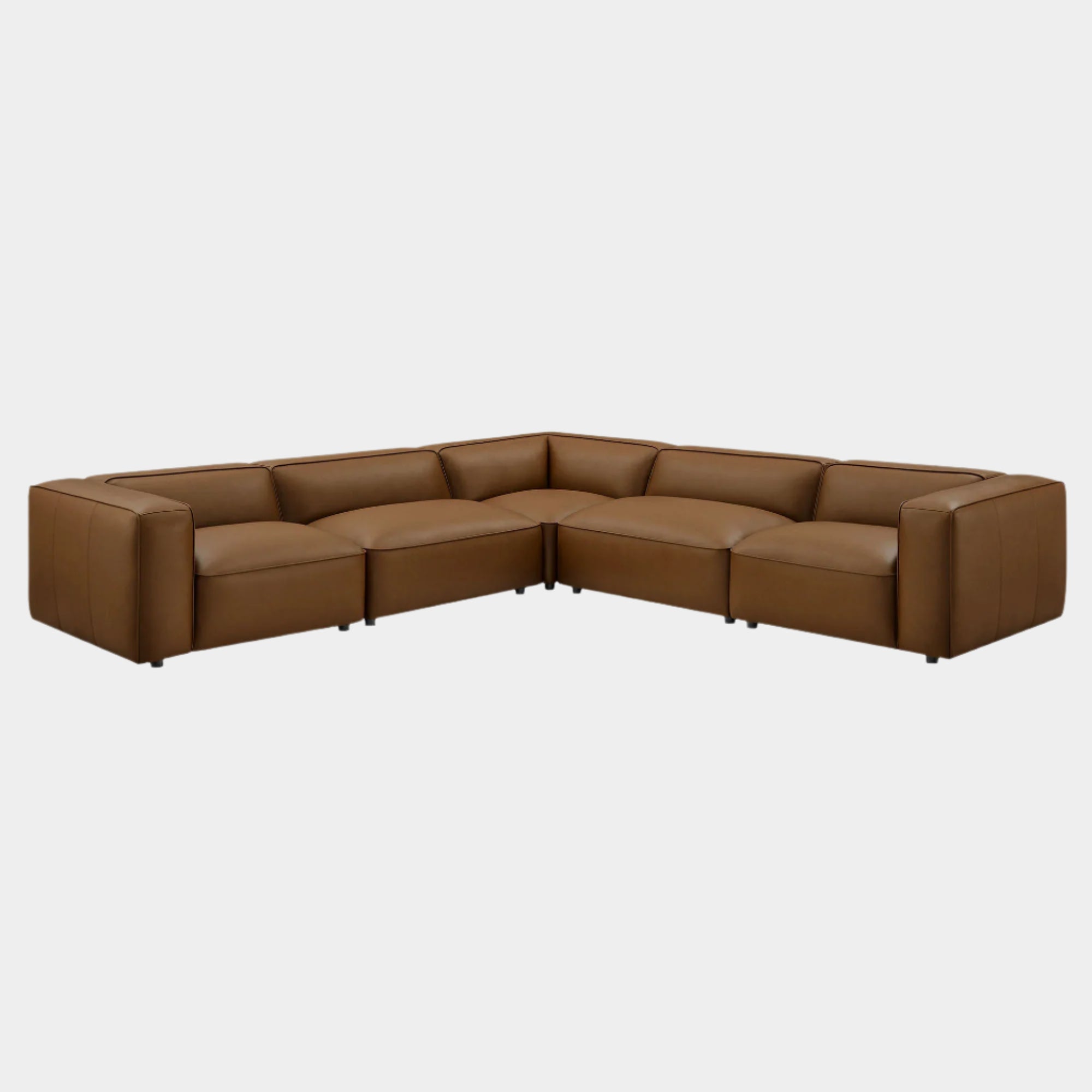 Auren 5-Piece Upholstered Vegan Leather Modular L-Shaped Sofa