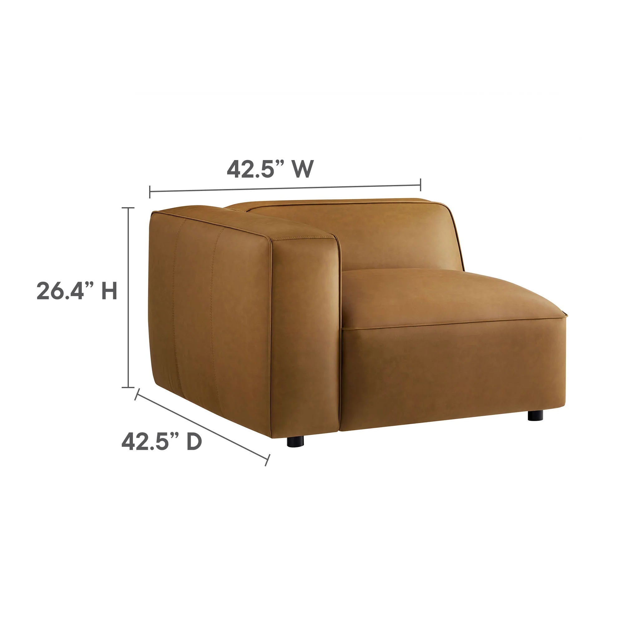 Auren 3-Piece Upholstered Vegan Leather Modular Loveseat with Ottoman