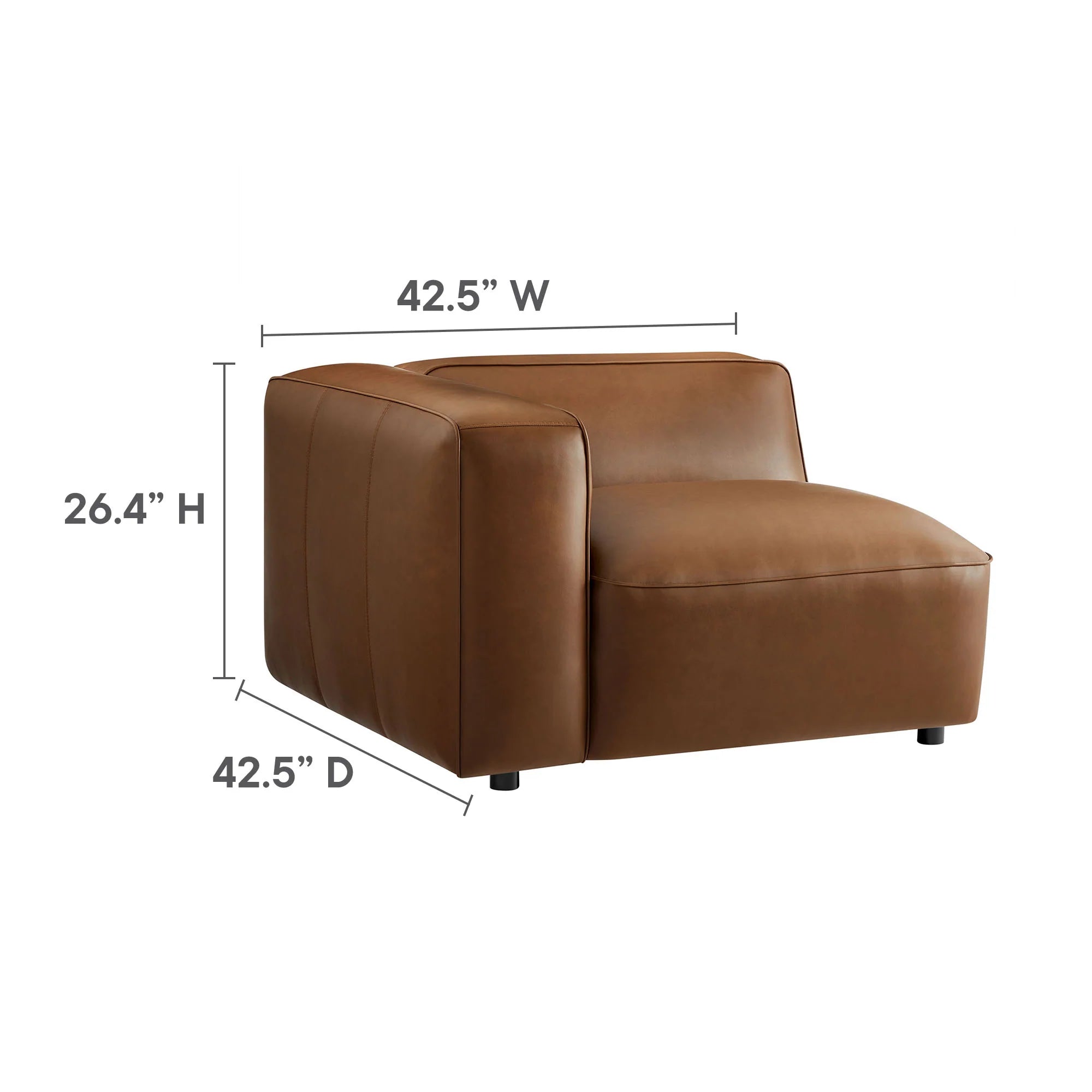 Auren 3-Piece Upholstered Vegan Leather Modular Loveseat with Ottoman