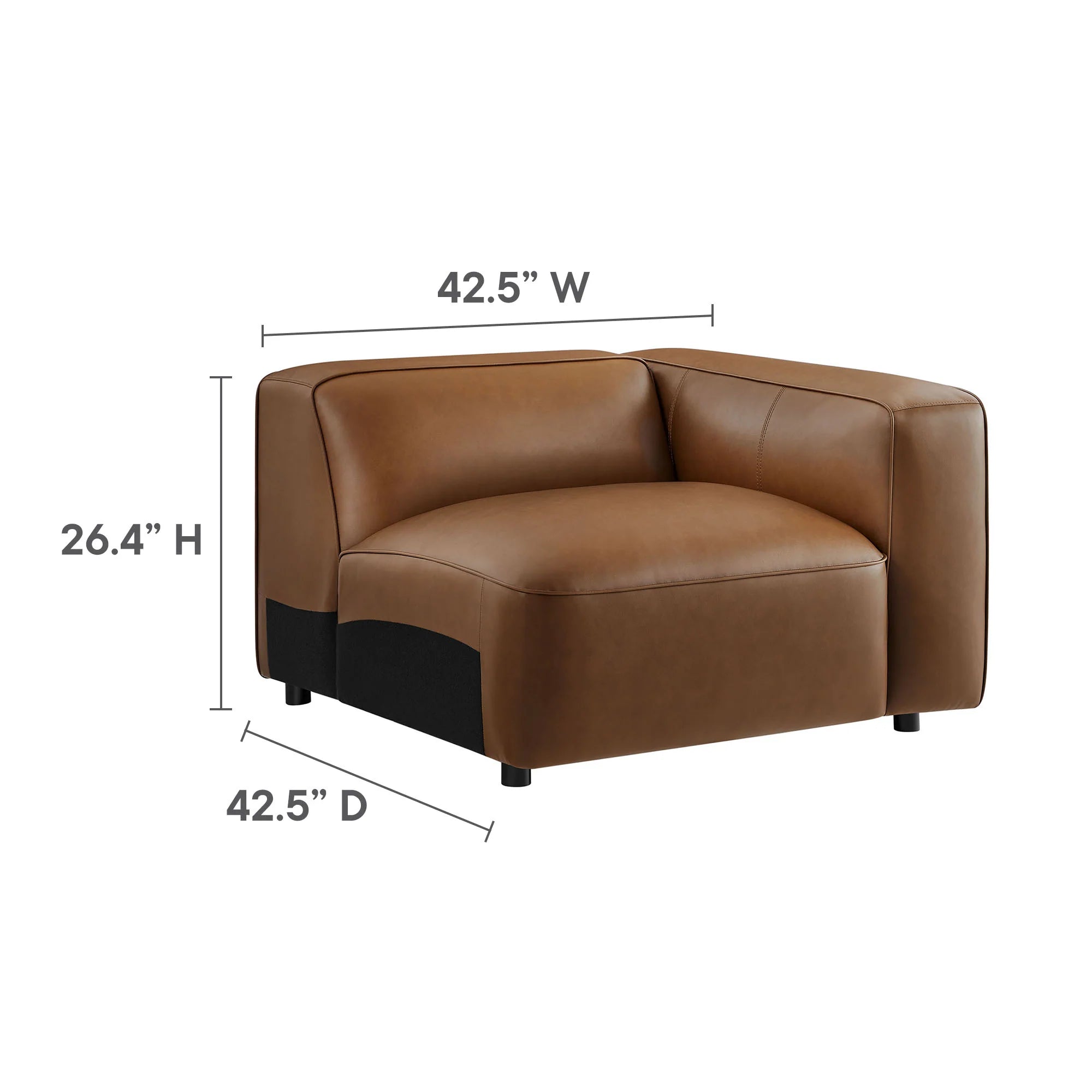 Auren 3-Piece Upholstered Vegan Leather Modular Loveseat with Ottoman