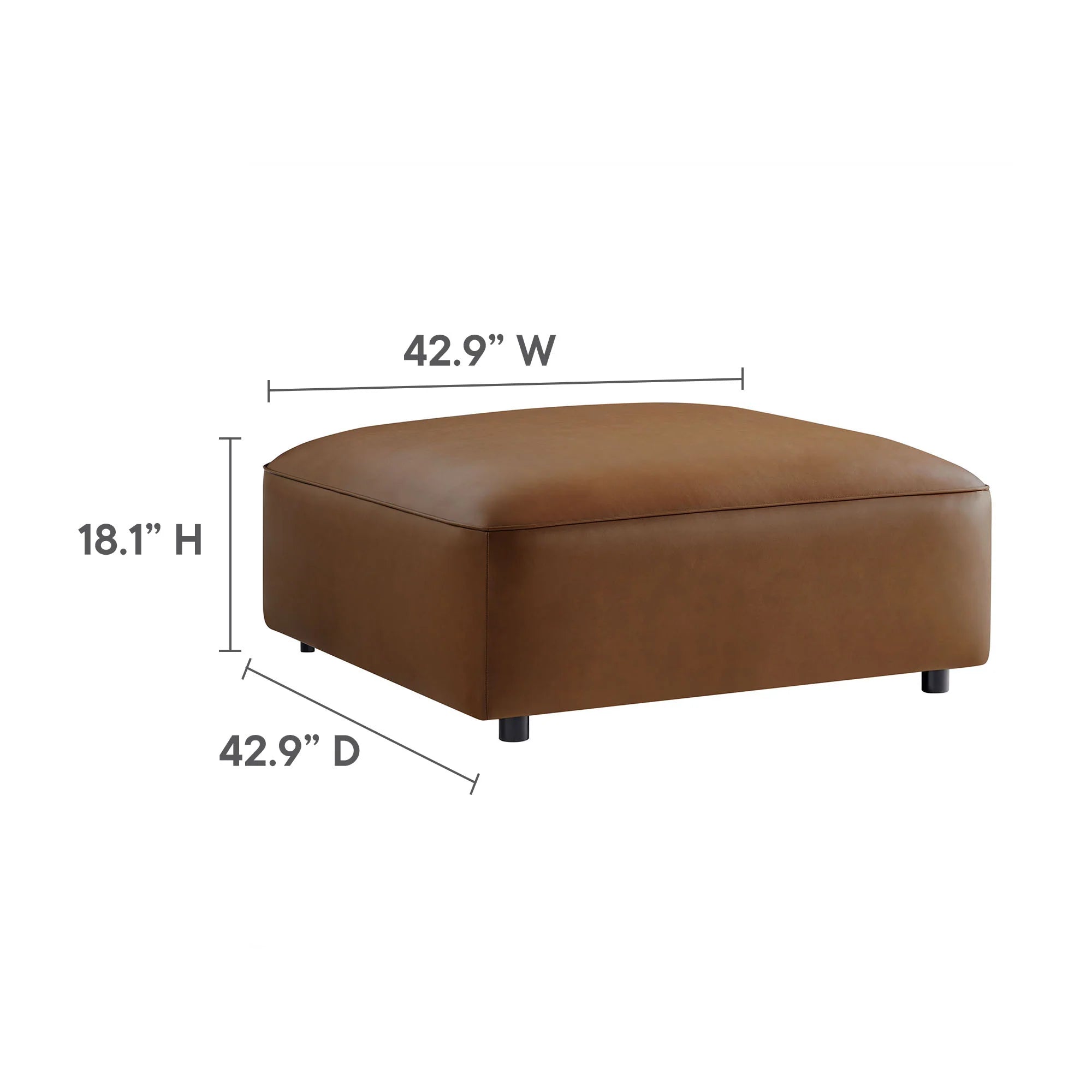 Auren 3-Piece Upholstered Vegan Leather Modular Loveseat with Ottoman