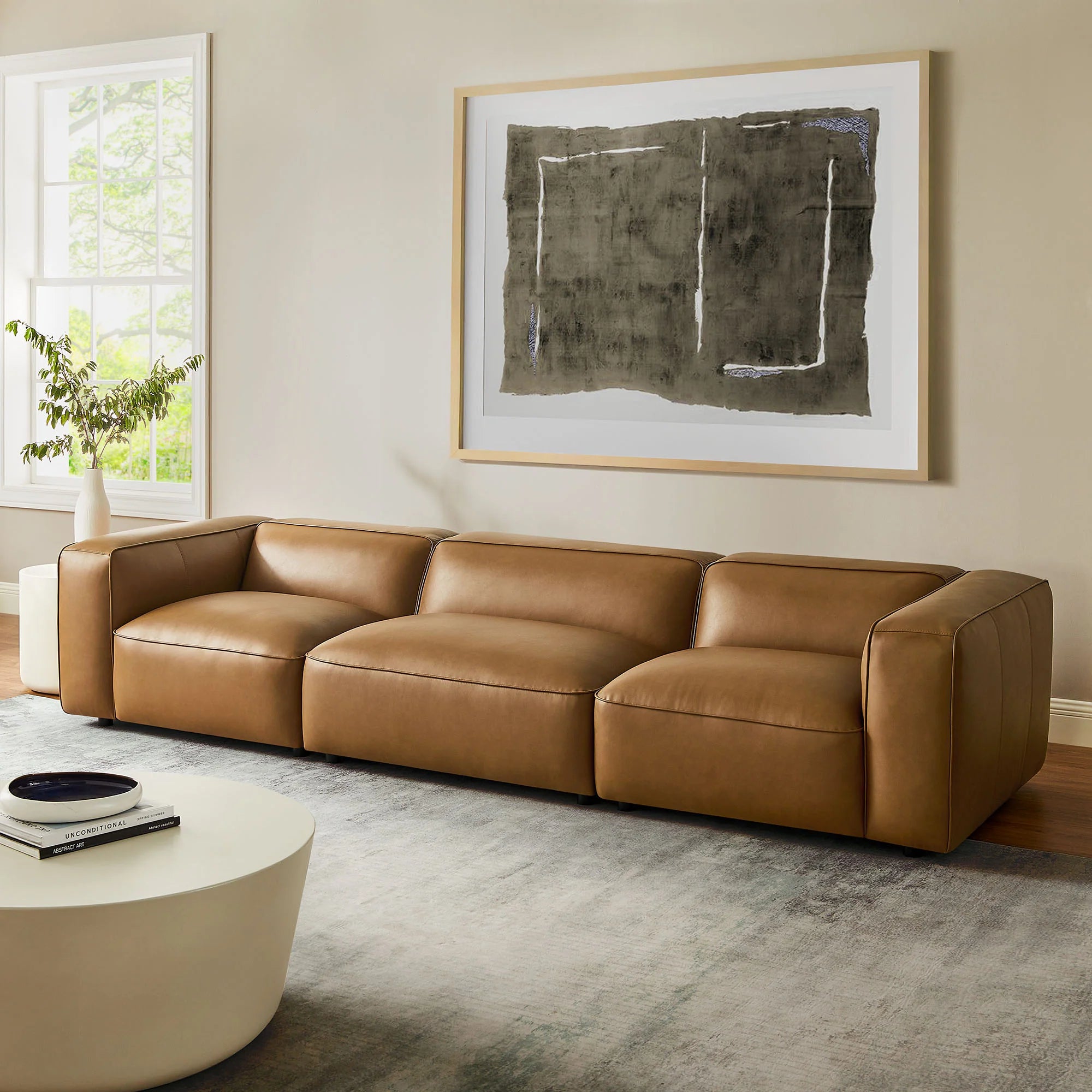 Auren 3-Piece Upholstered Vegan Leather Modular Sofa