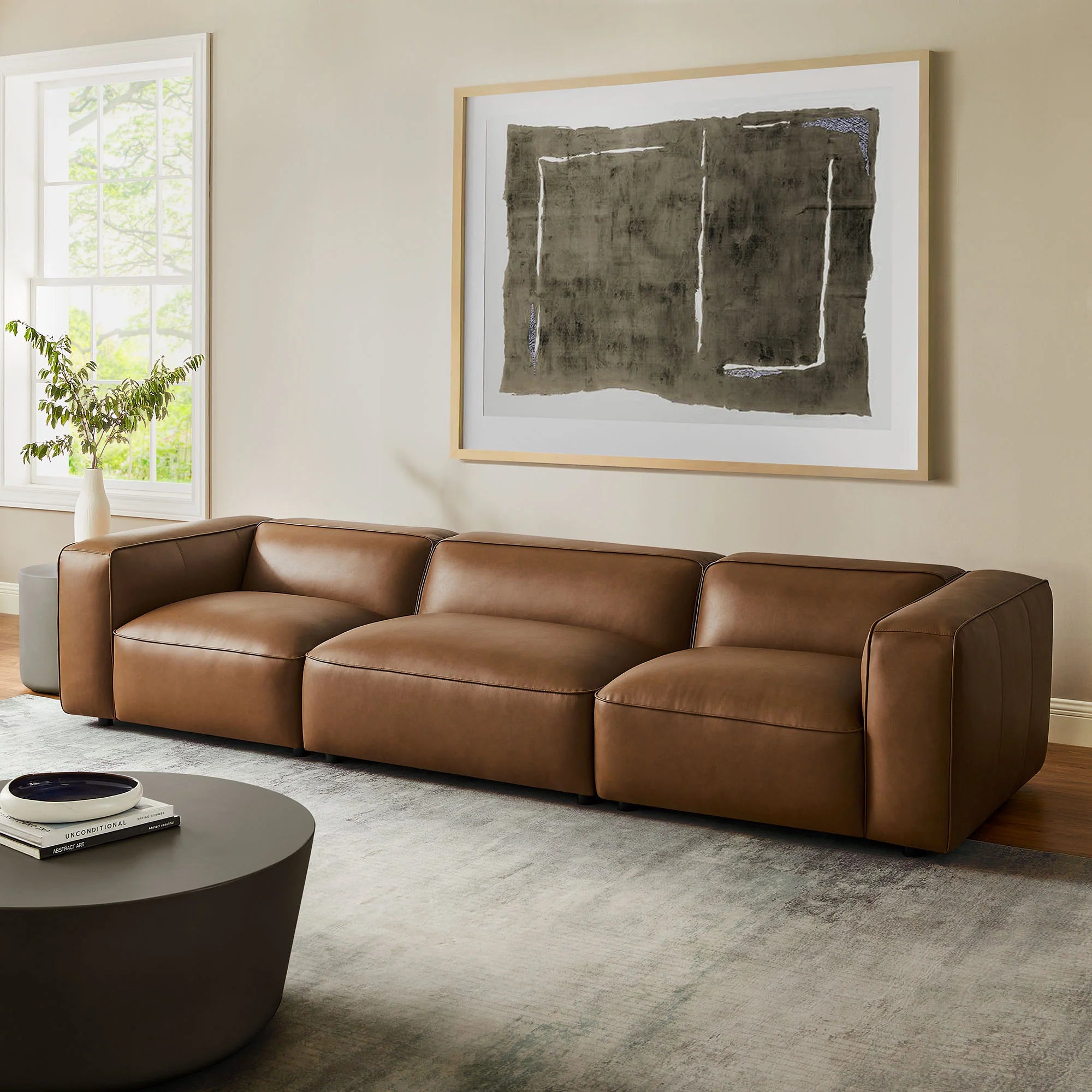 Auren 3-Piece Upholstered Vegan Leather Modular Sofa