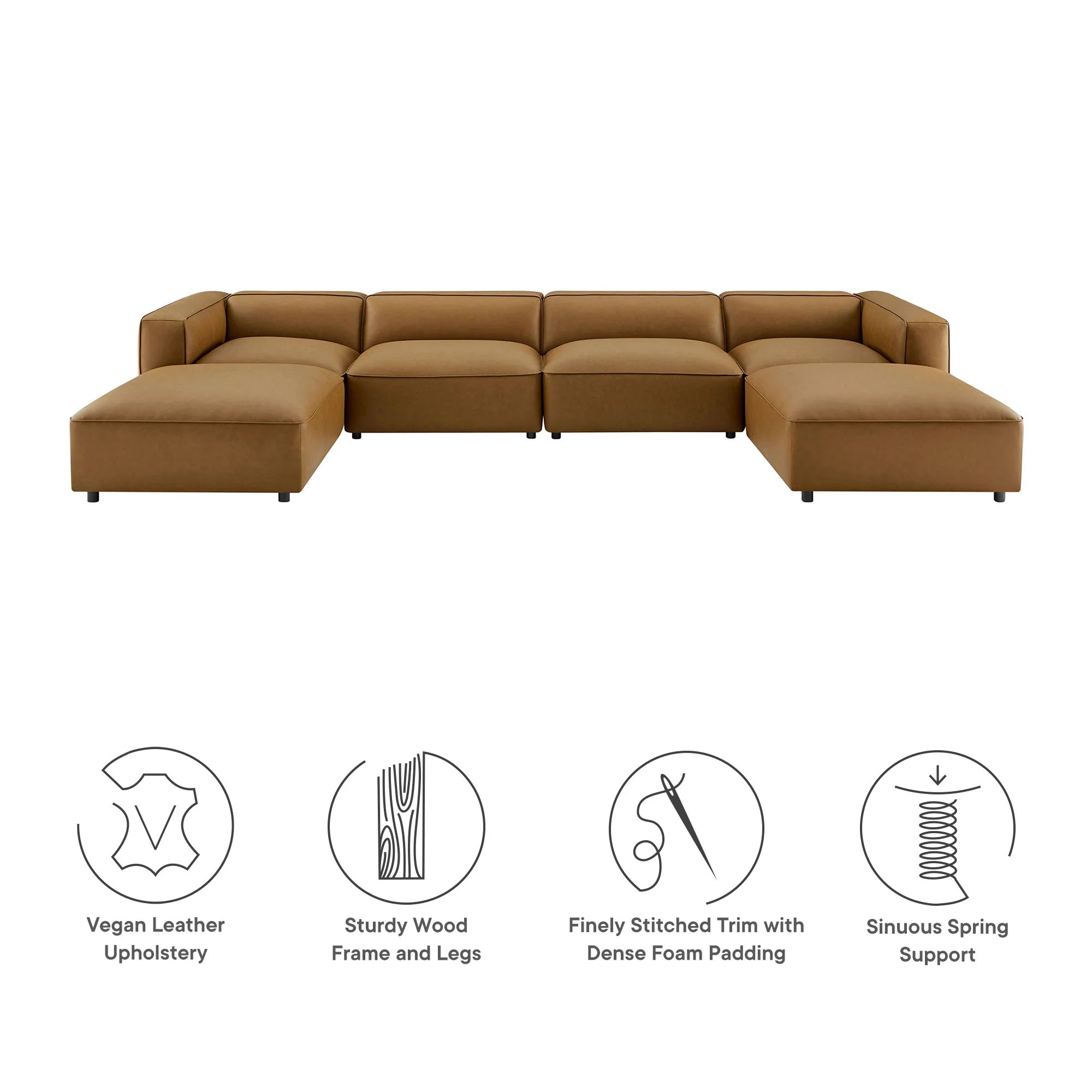 Auren 6-Piece Upholstered Vegan Leather Modular Sofa