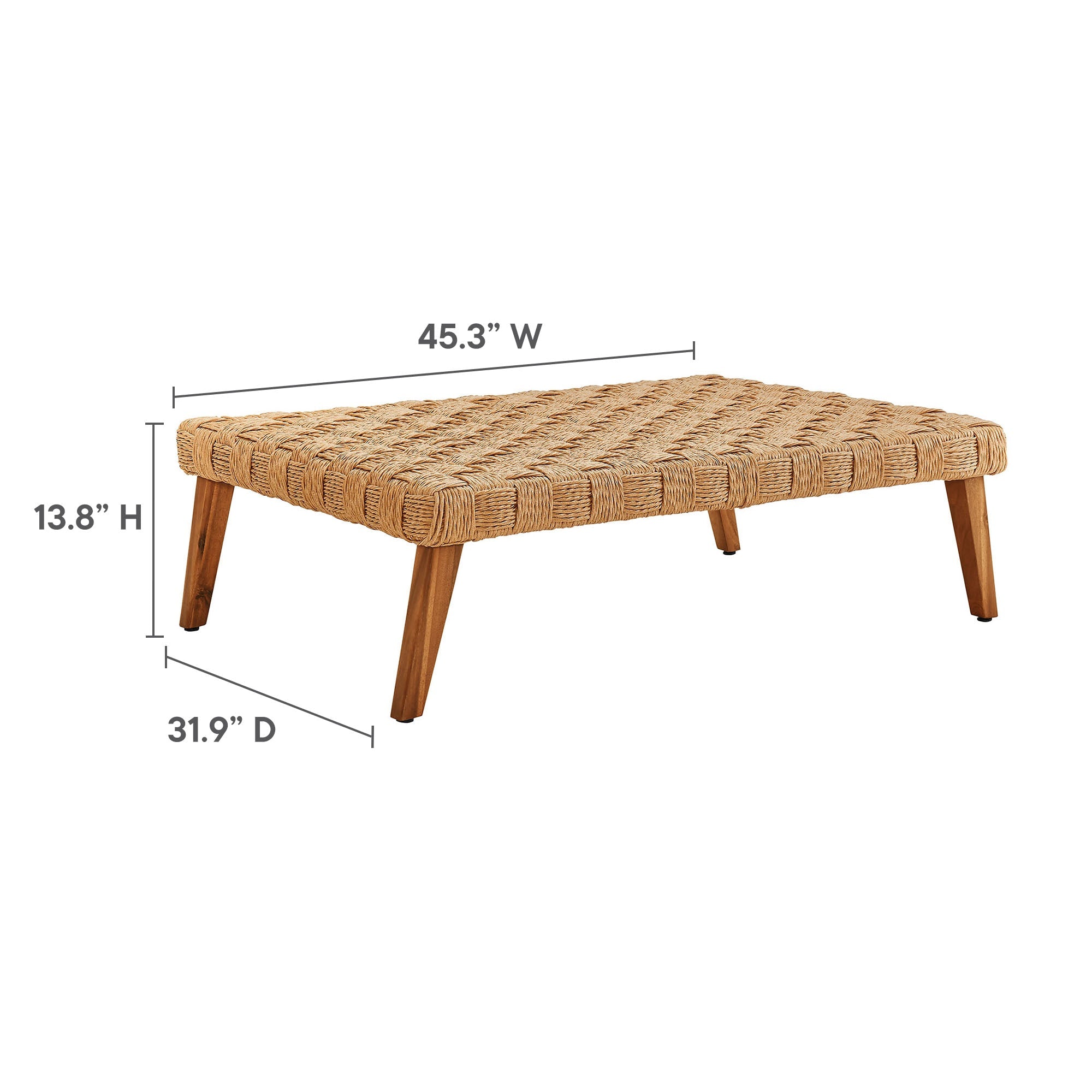 Table basse en rotin pour patio extérieur Thames Outdoor Patio Wicker en naturel 