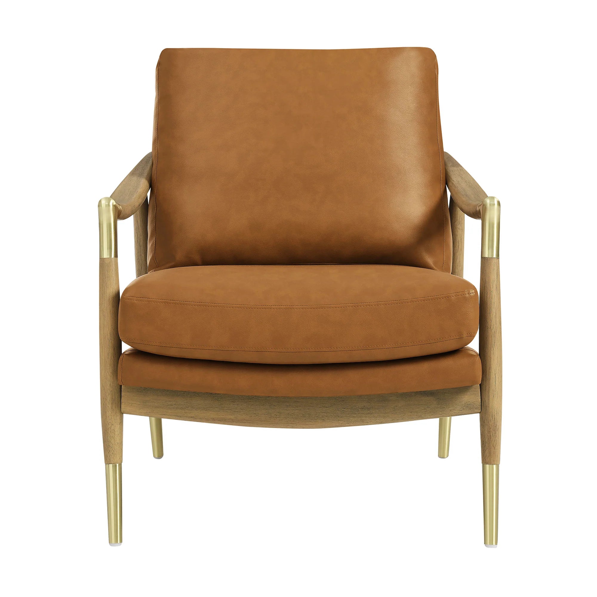Langford Vegan Leather Accent Armchair in Tan Walnut