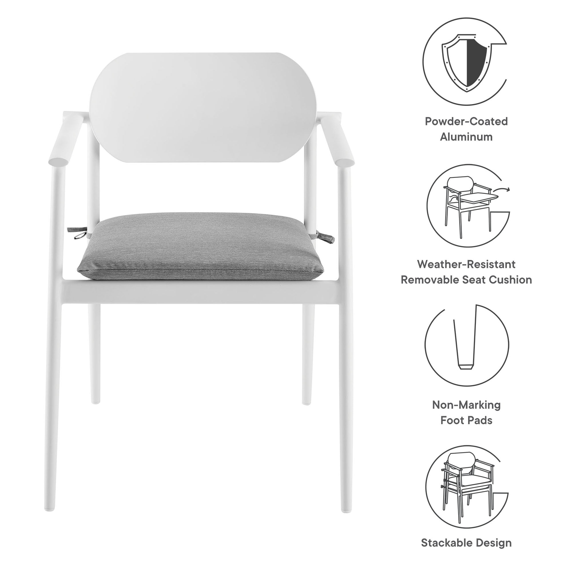 Aeris Stackable Outdoor Patio Aluminum Dining Armchair