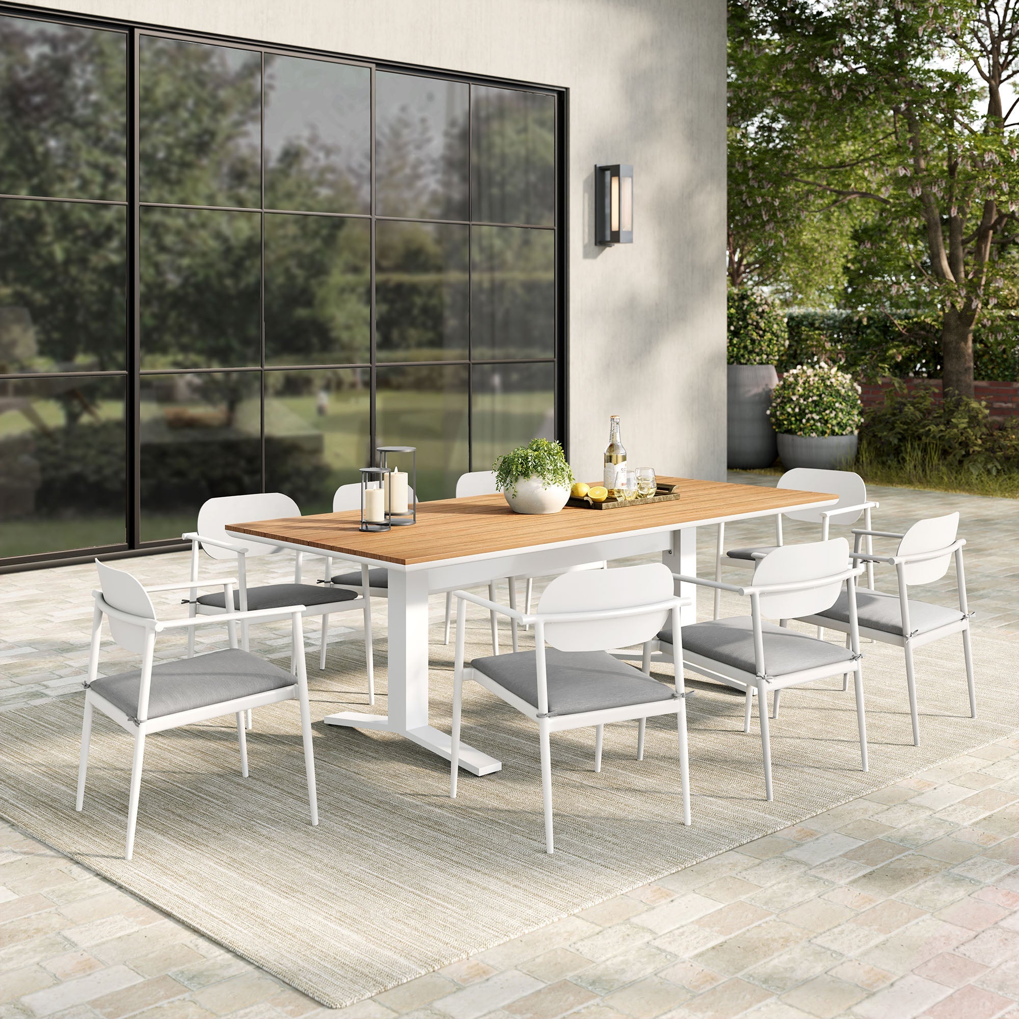 Aeris 9-Piece Outdoor Patio Aluminum Dining Set in Charcoal