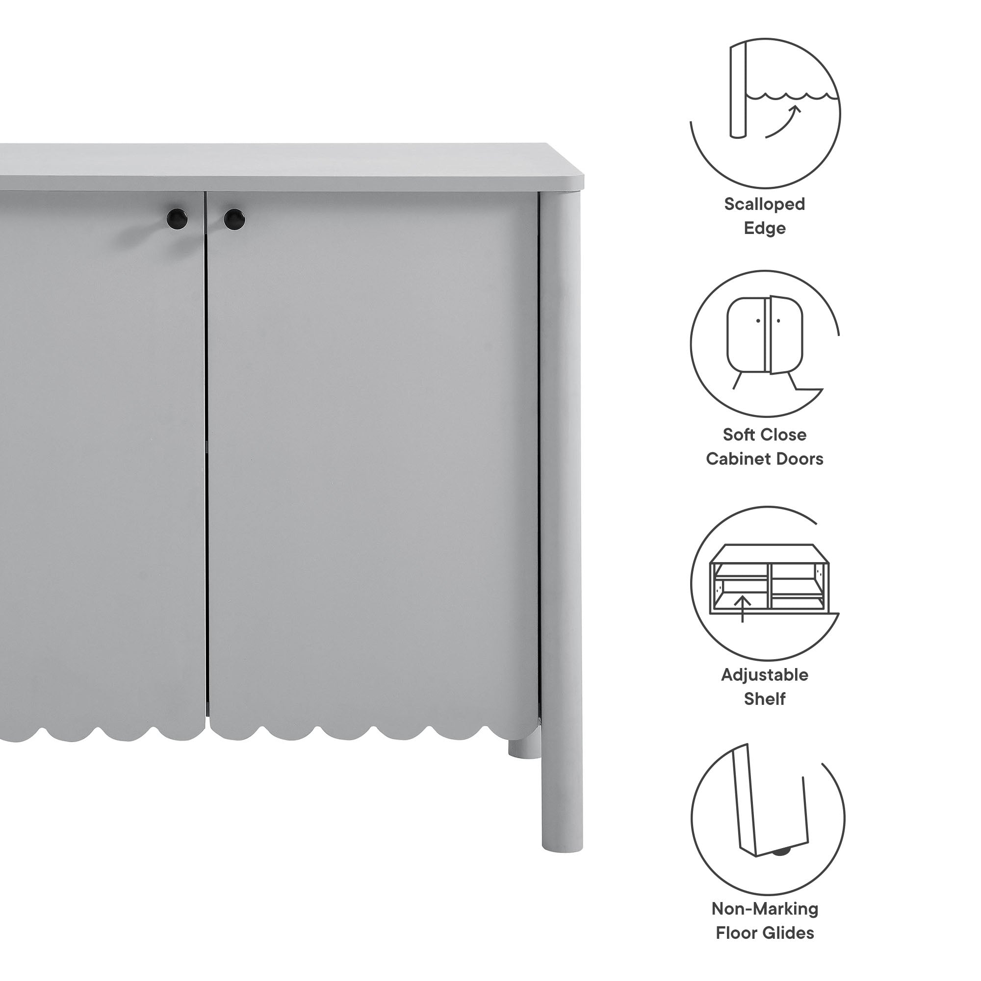 Emmeline 35" 2-Door Scalloped Sideboard Cabinet