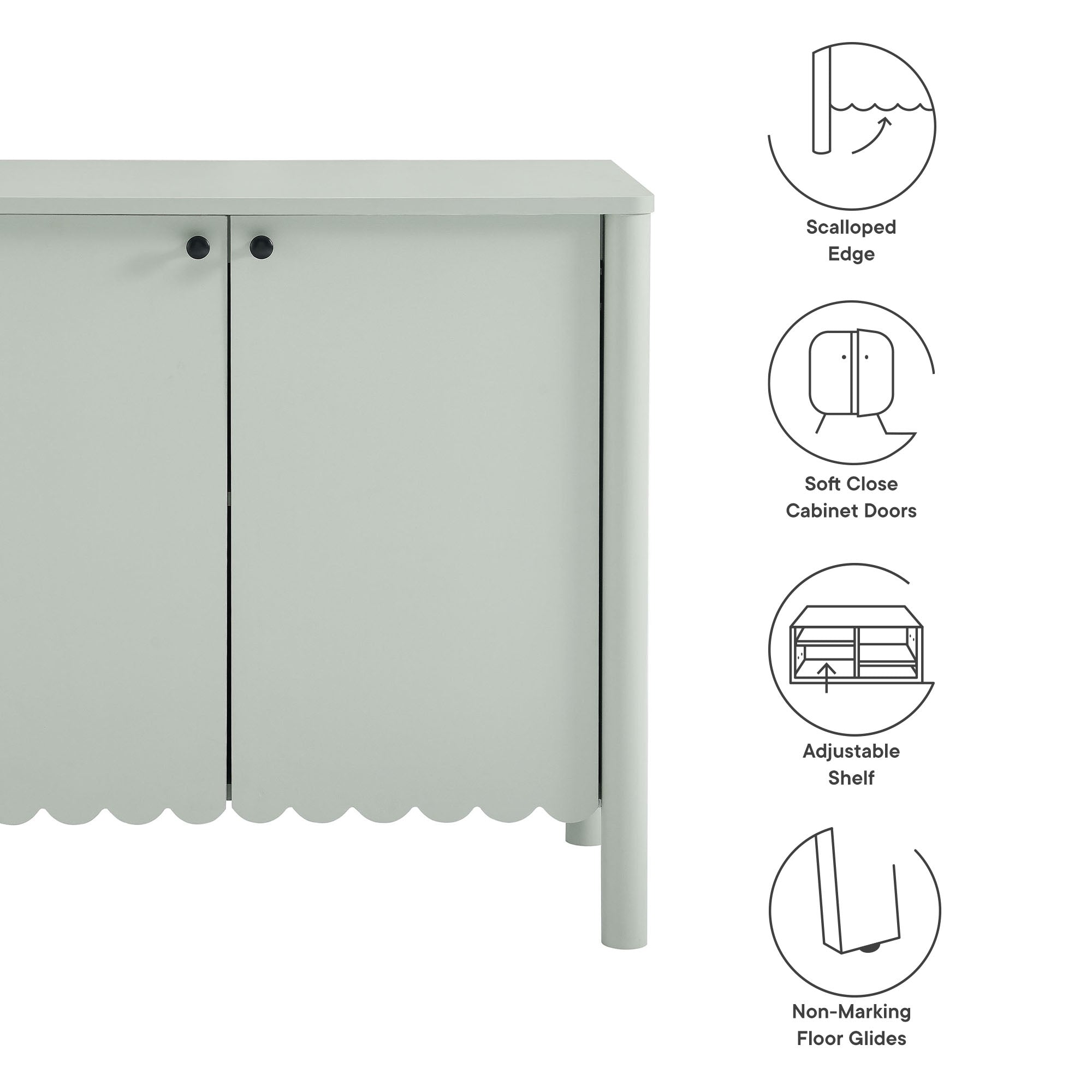 Emmeline 35" 2-Door Scalloped Sideboard Cabinet