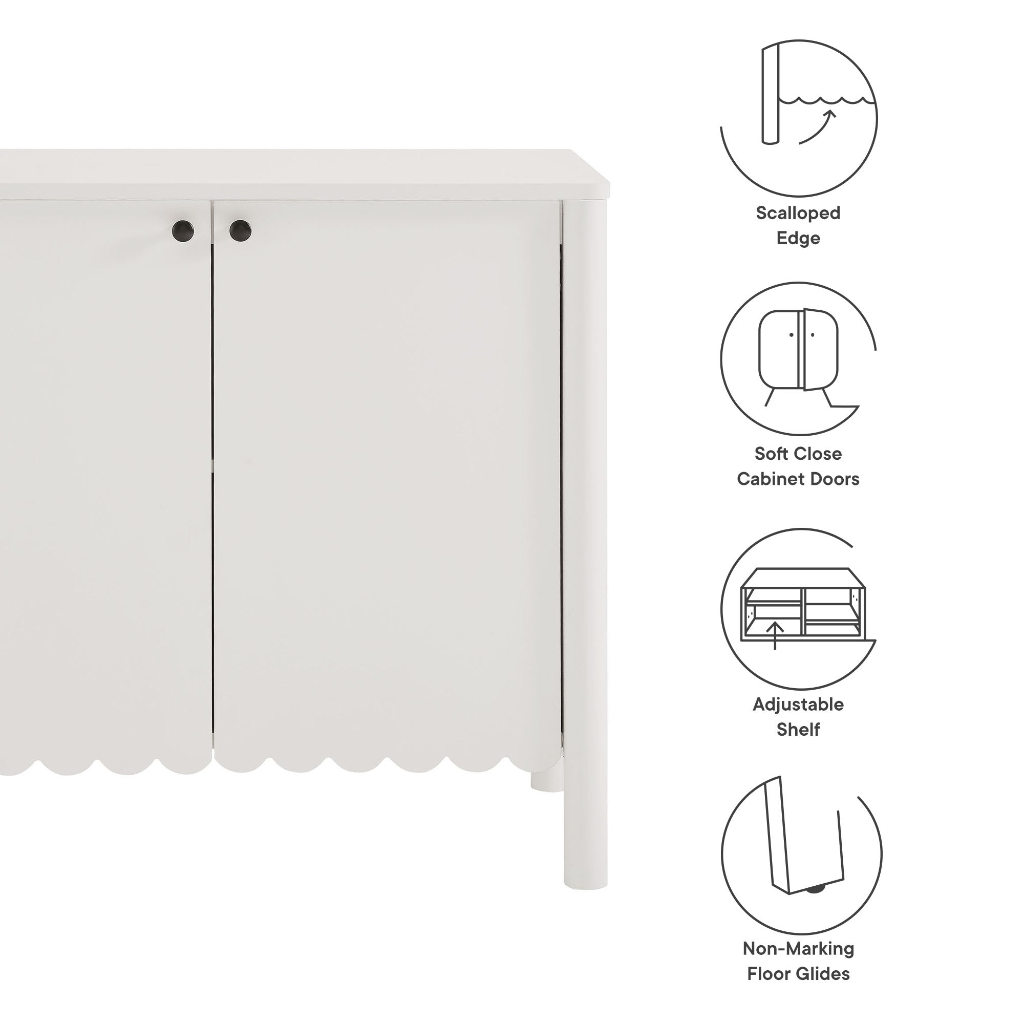 Emmeline 35" 2-Door Scalloped Sideboard Cabinet