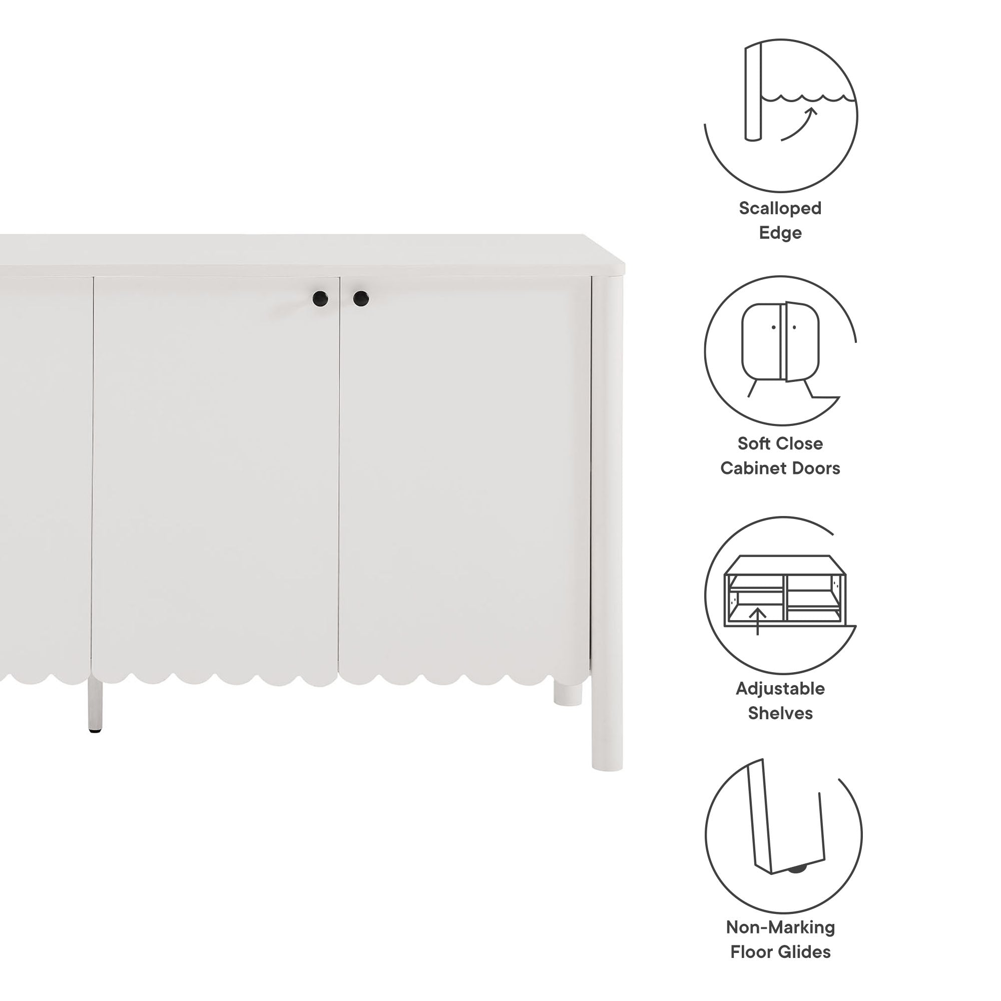 Emmeline 66" 4-Door Scalloped Sideboard Cabinet