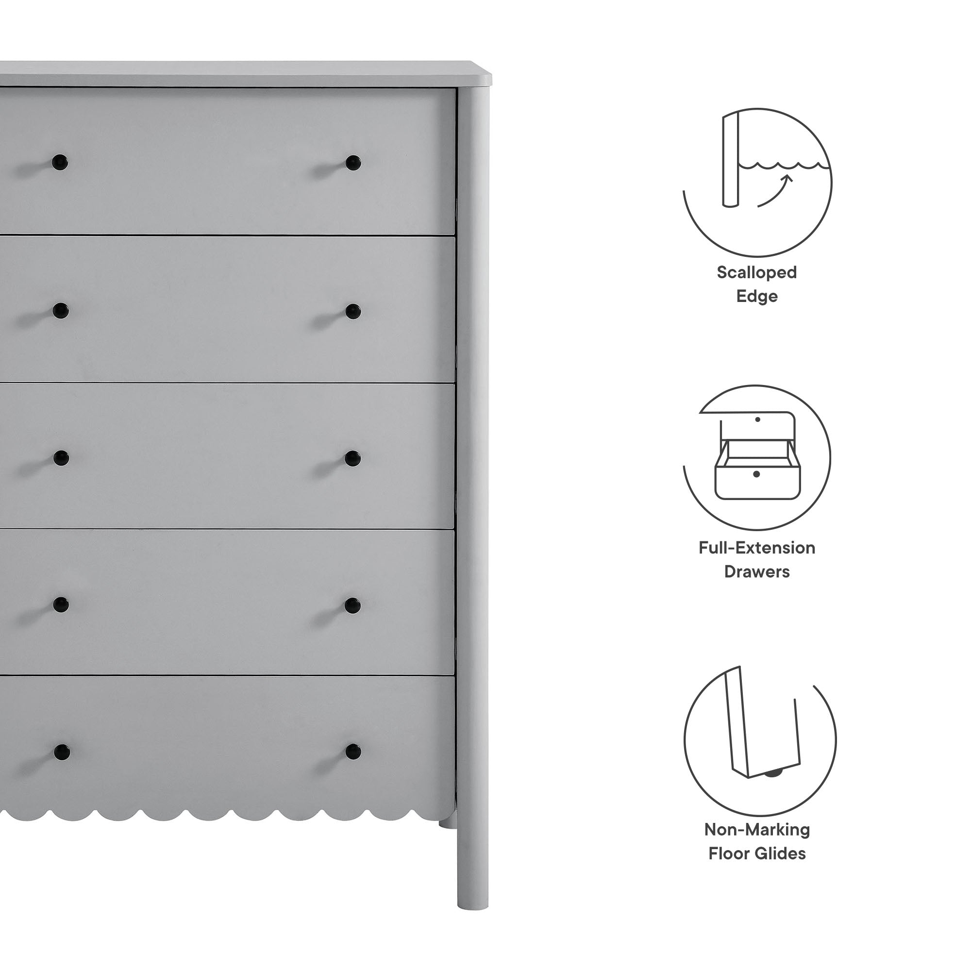 Emmeline Scalloped 5-Drawer Chest