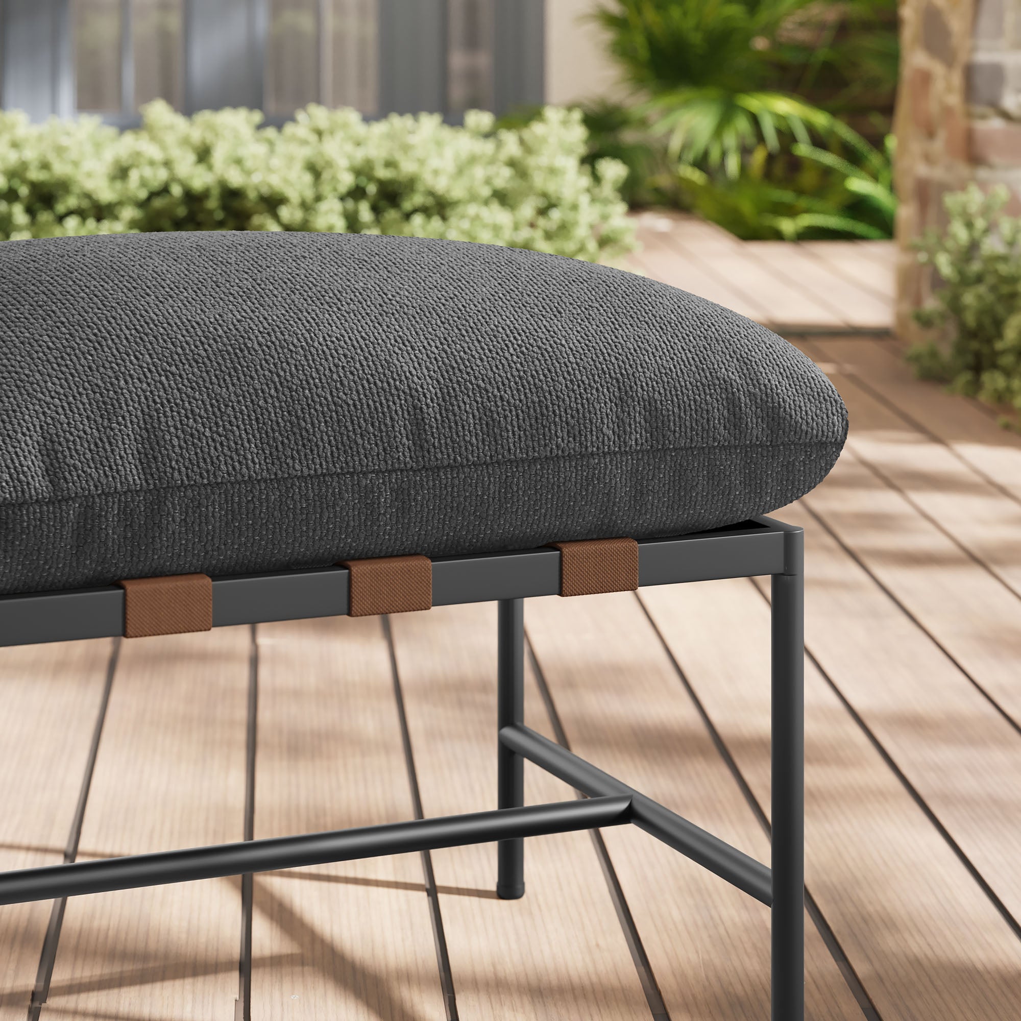 Raya Outdoor Patio Boucle Ottoman