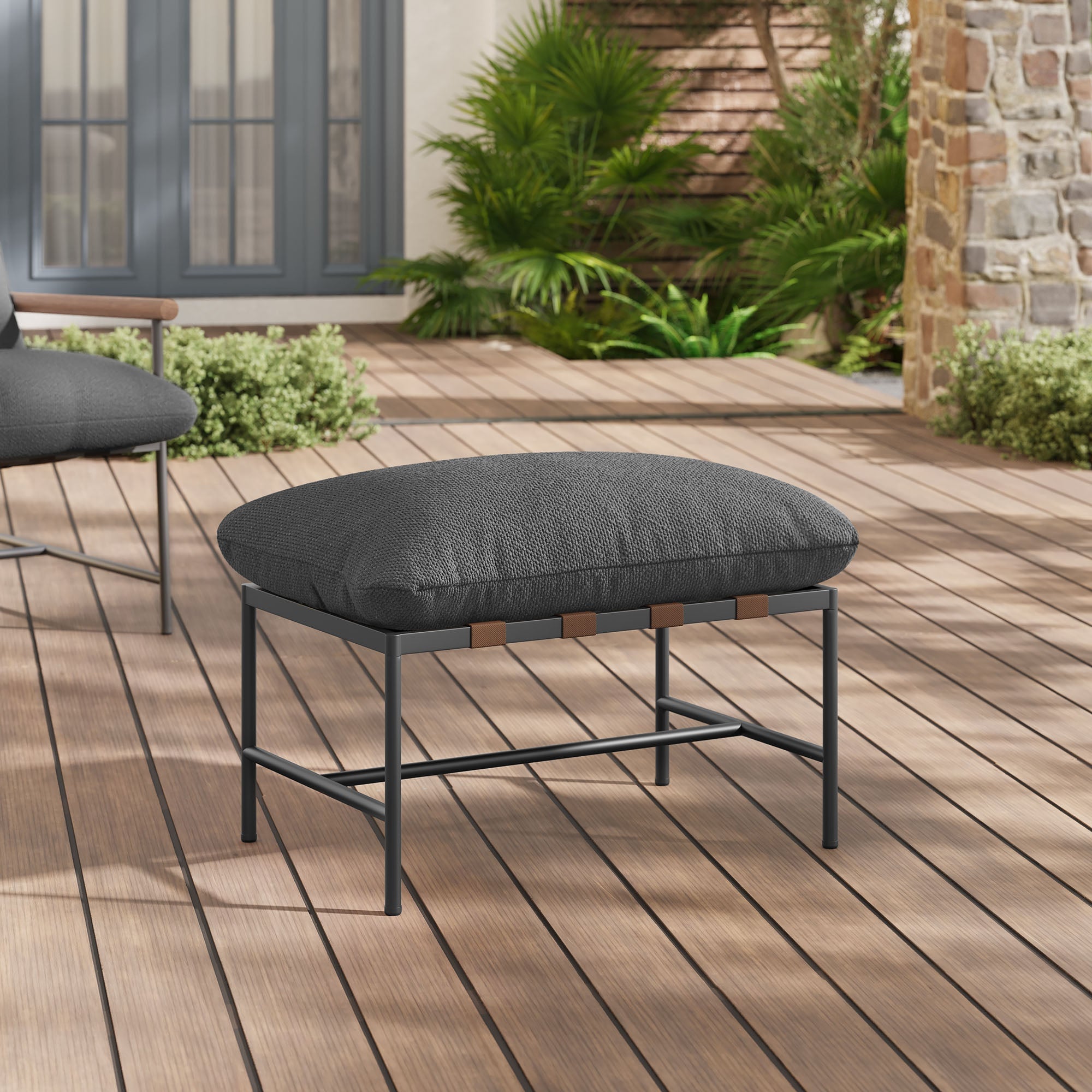 Raya Outdoor Patio Boucle Ottoman