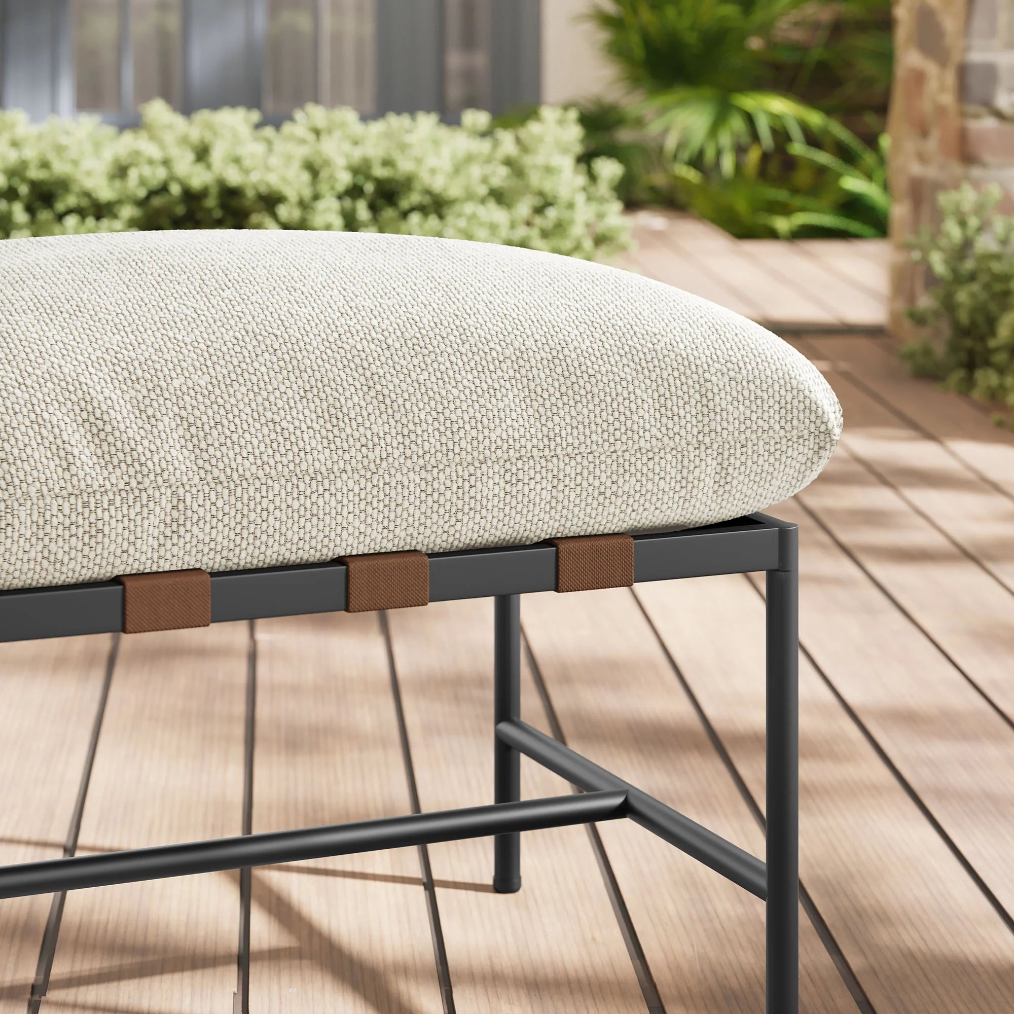 Raya Outdoor Patio Boucle Ottoman