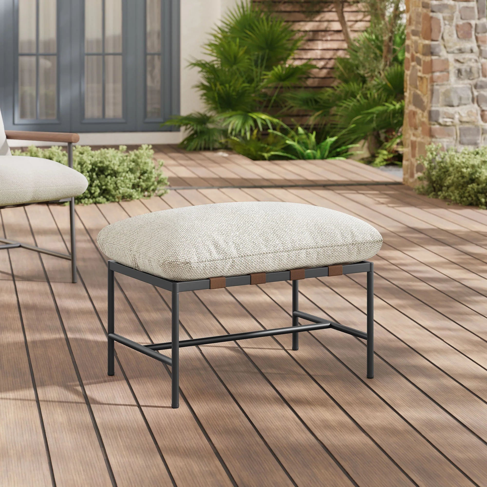 Raya Outdoor Patio Boucle Ottoman