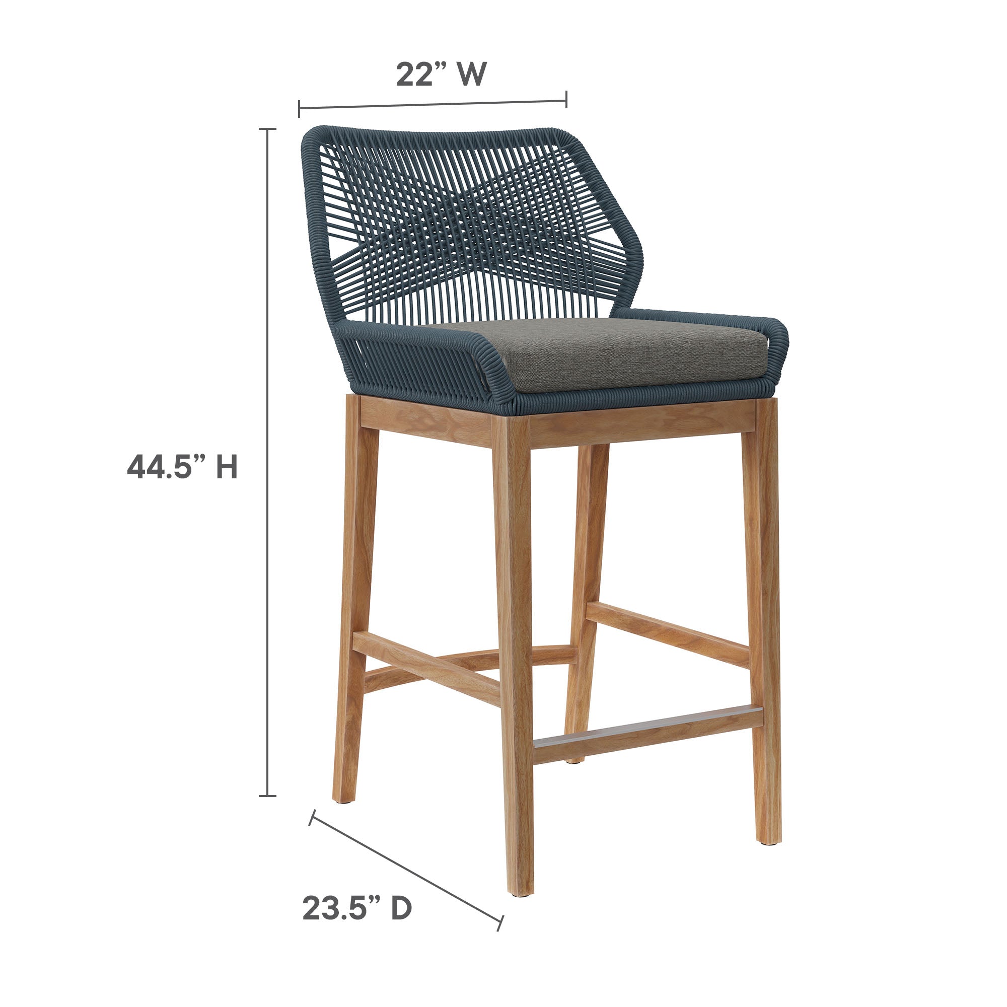 Wellspring 3-Piece Outdoor Patio Teak Wood Bar Set