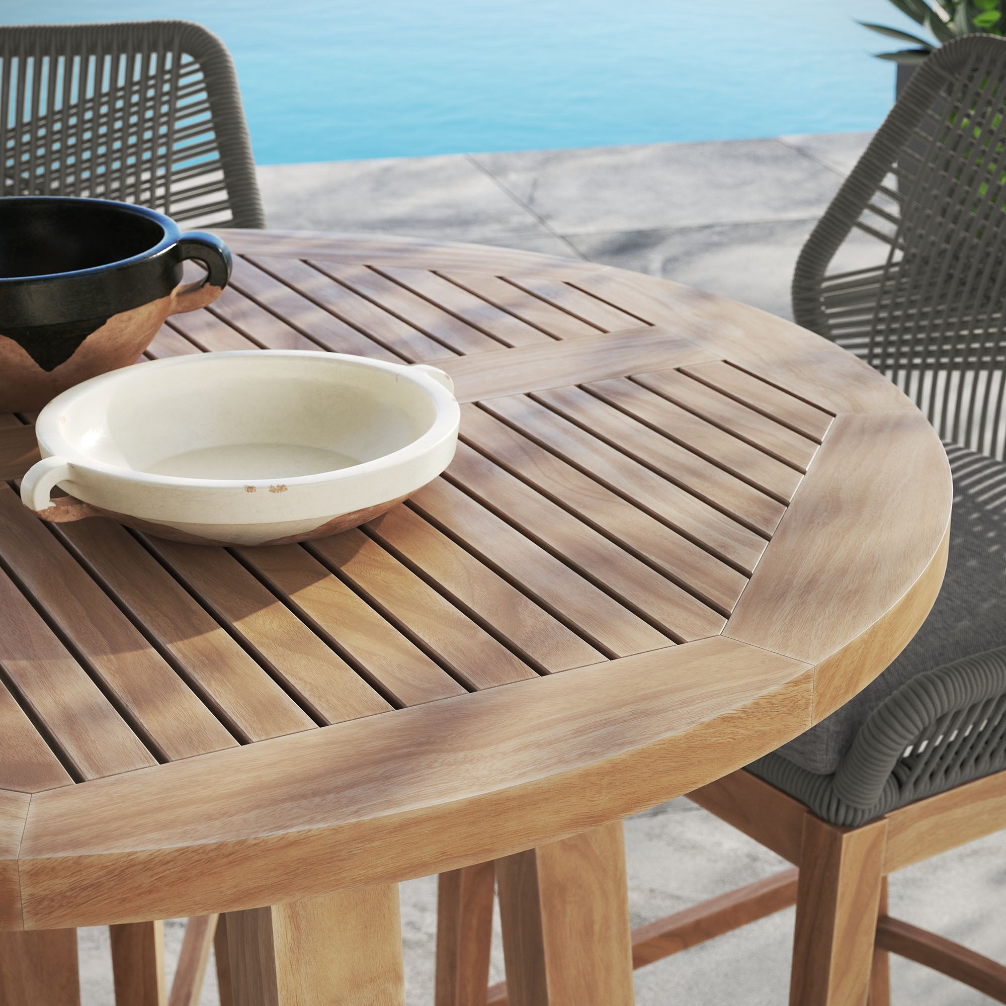 Wellspring 3-Piece Outdoor Patio Teak Wood Bar Set