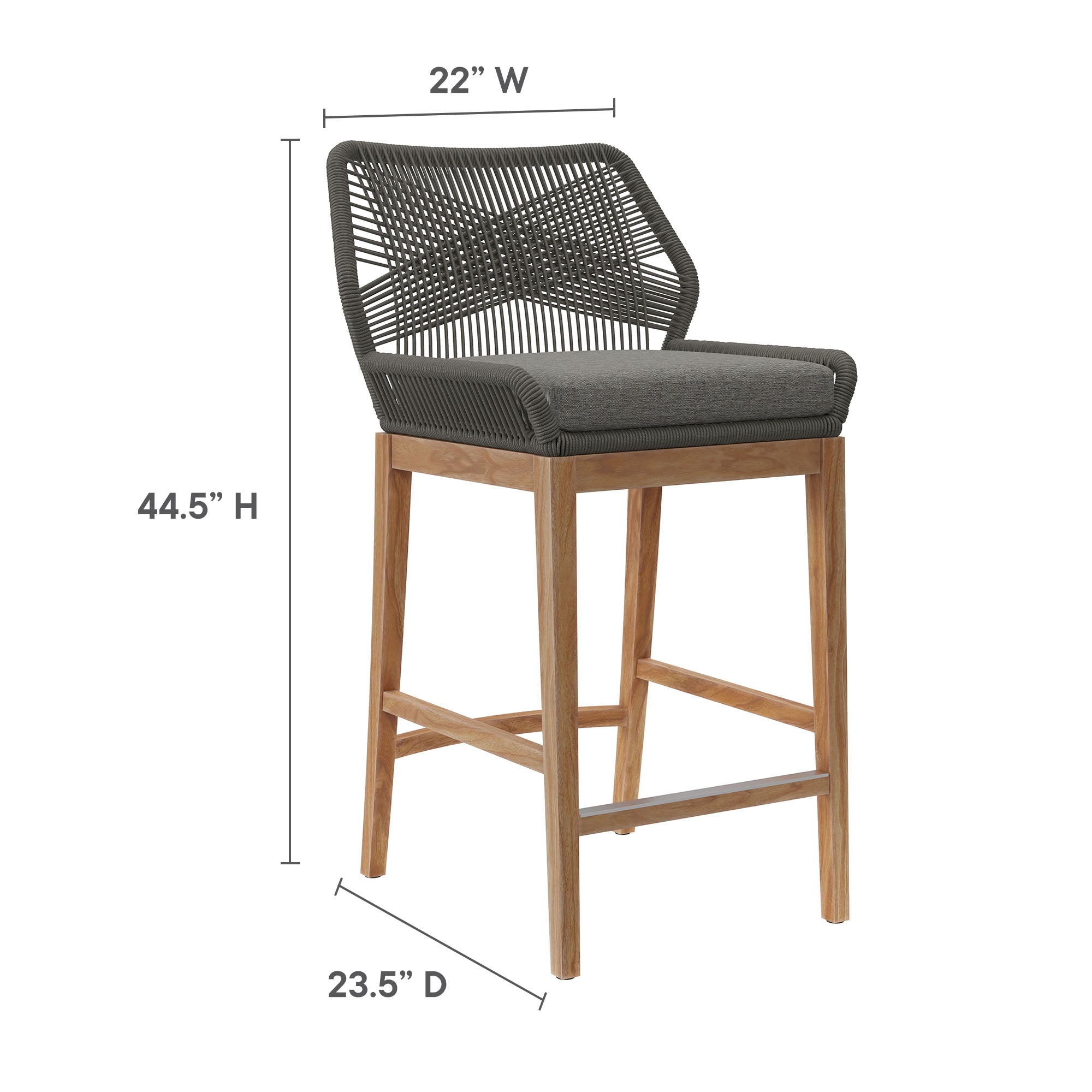 Ensemble de bar en teck pour patio extérieur Wellspring 3 pièces 