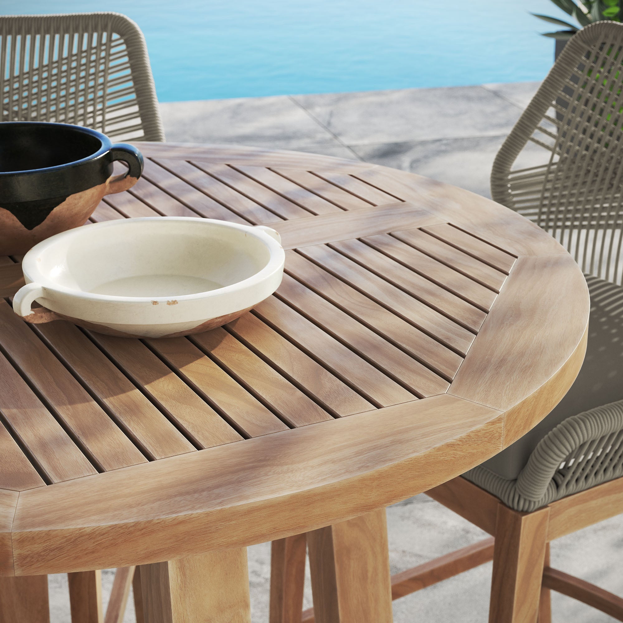 Wellspring 3-Piece Outdoor Patio Teak Wood Bar Set