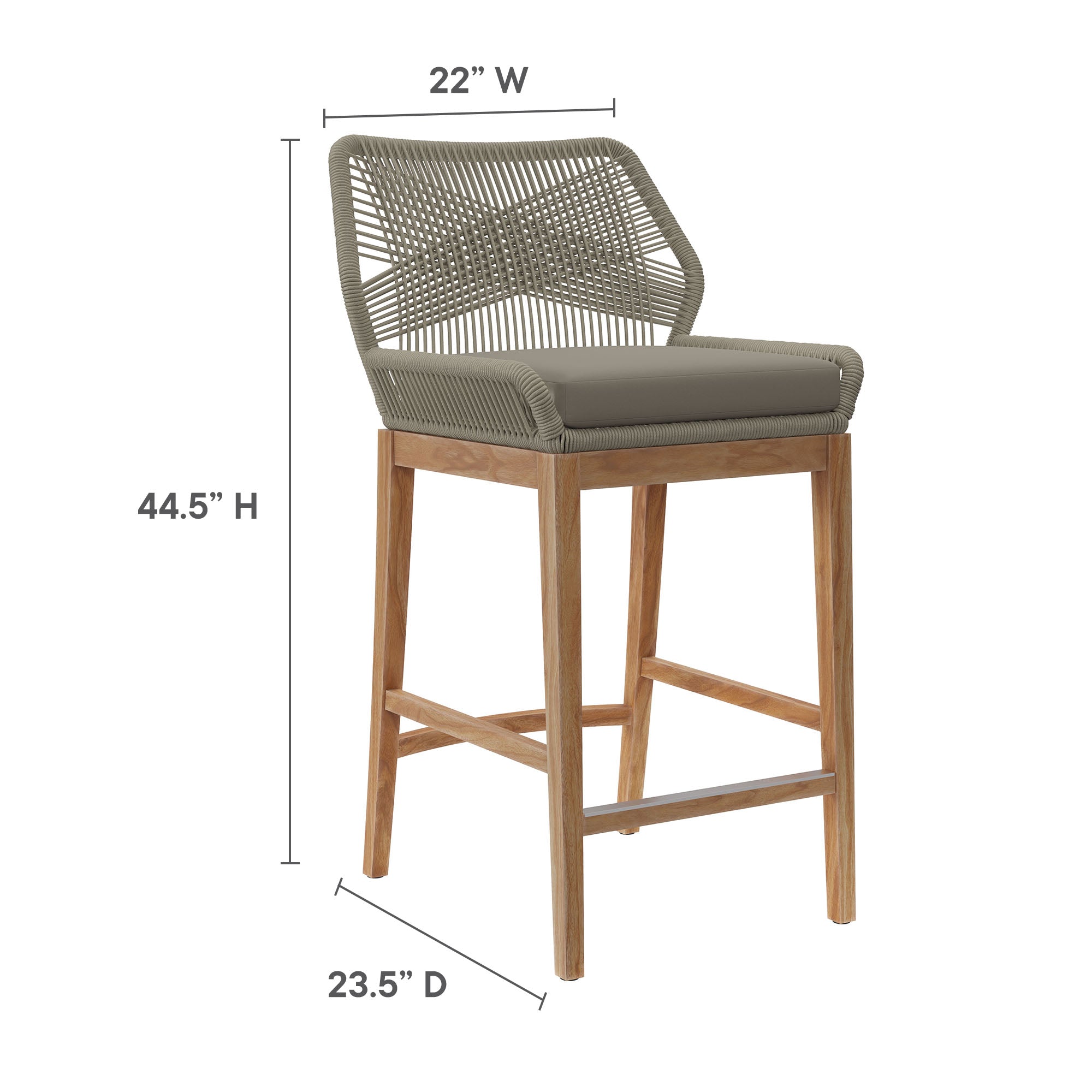 Ensemble de bar en teck pour patio extérieur Wellspring 3 pièces 