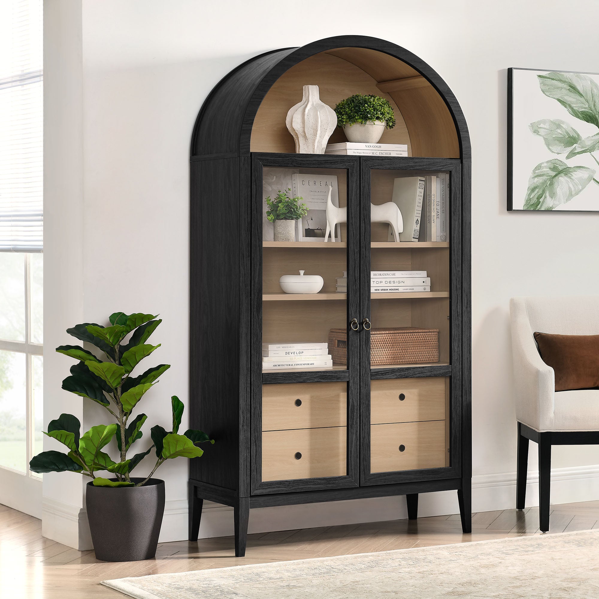 Nolan 74" Tall Arched Storage Display Cabinet