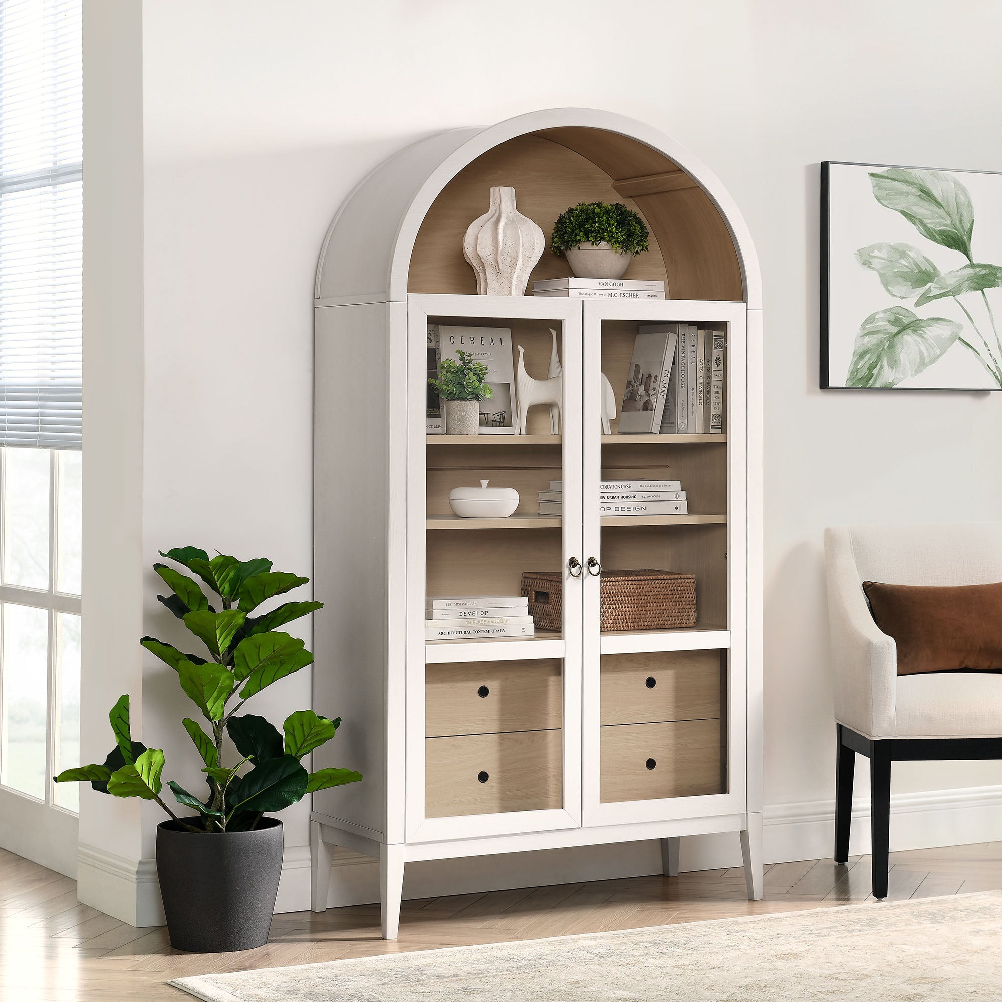 Nolan 74" Tall Arched Storage Display Cabinet