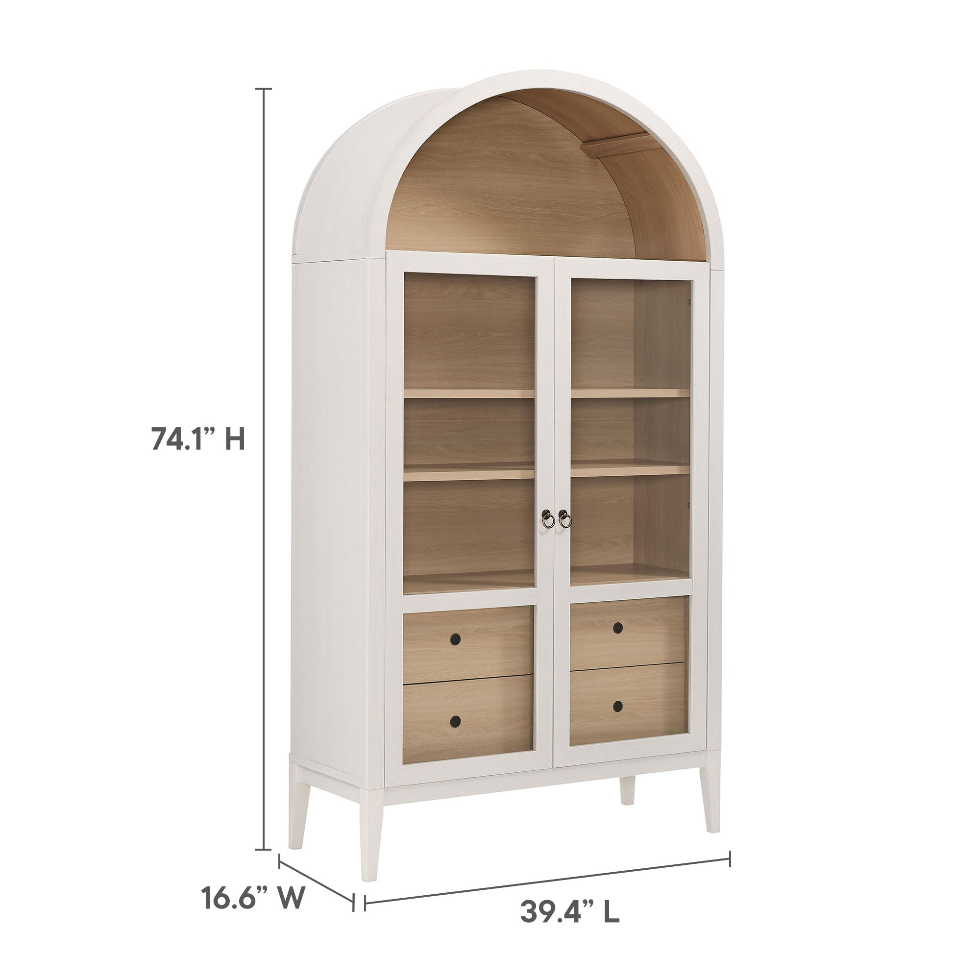 Nolan 74" Tall Arched Storage Display Cabinet