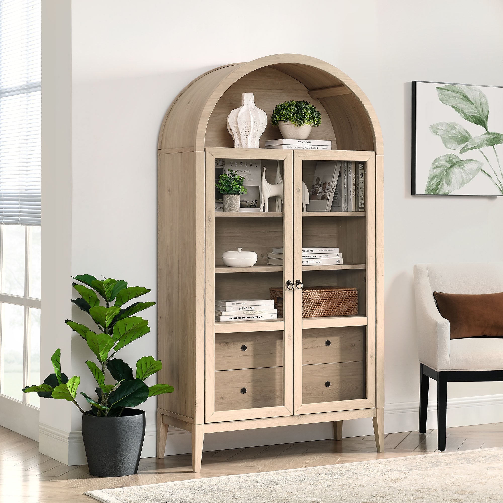 Nolan 74" Tall Arched Storage Display Cabinet