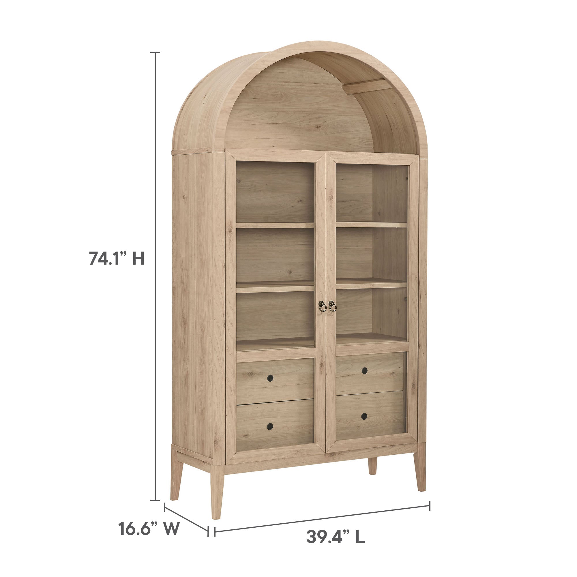 Nolan 74" Tall Arched Storage Display Cabinet