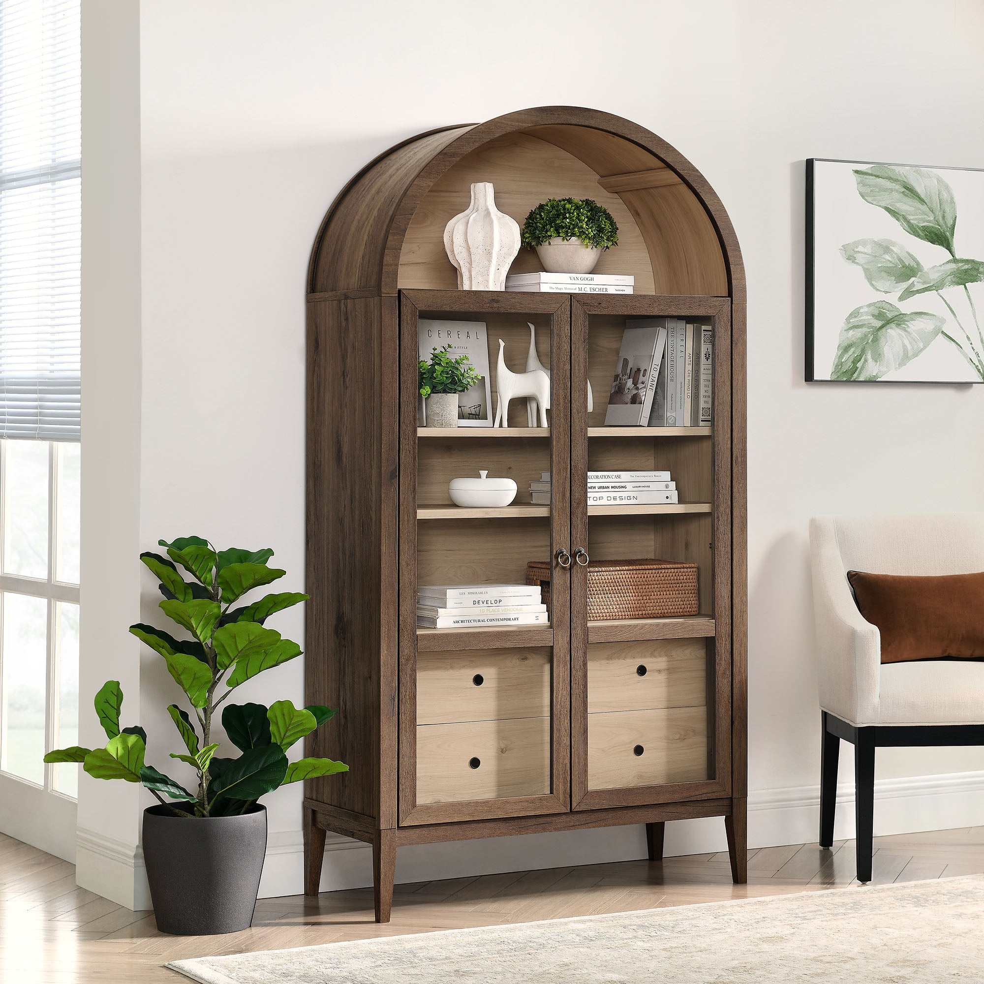 Nolan 74" Tall Arched Storage Display Cabinet