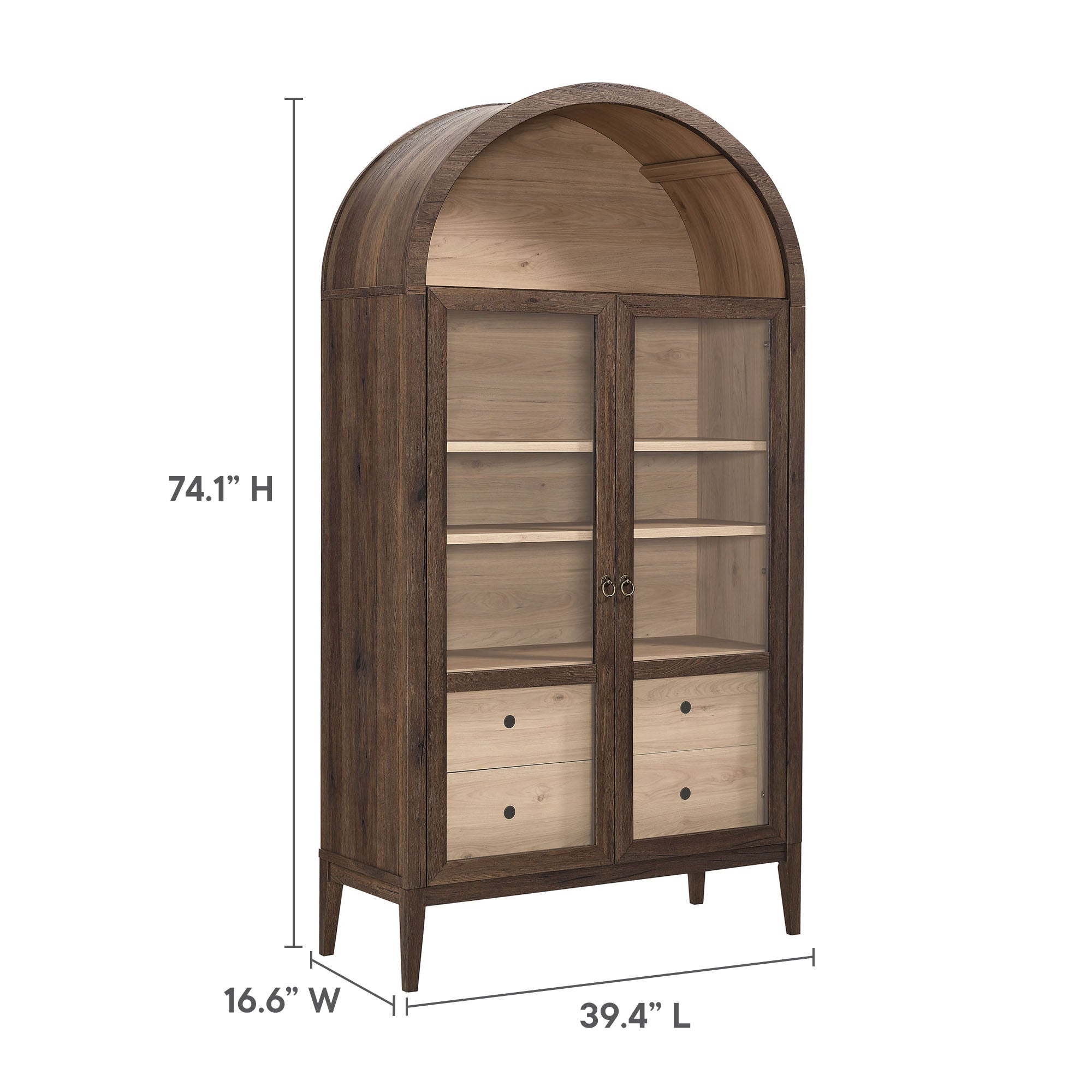 Nolan 74" Tall Arched Storage Display Cabinet