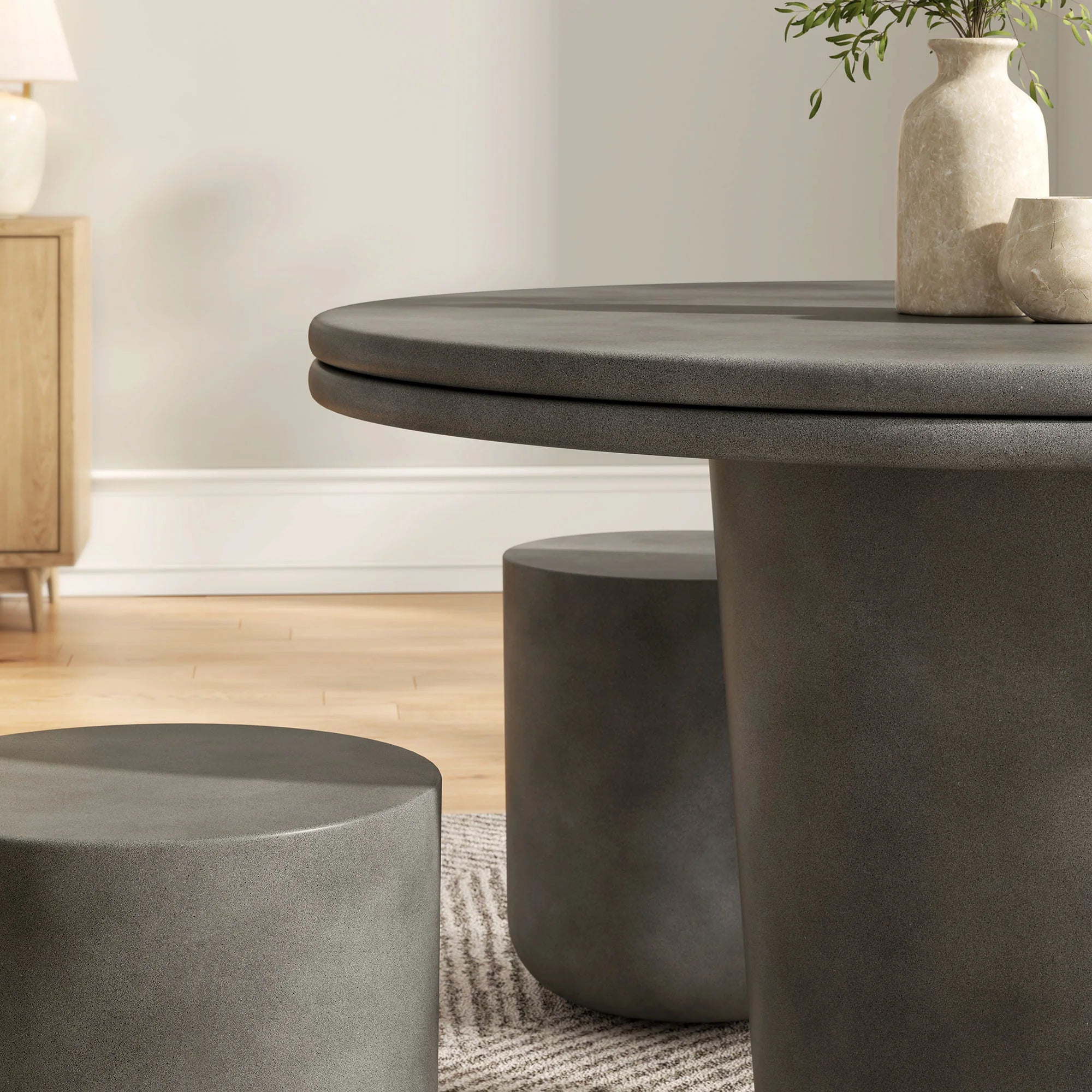 Ensemble de table à manger 5 pièces en béton pour patio intérieur et extérieur Brion 