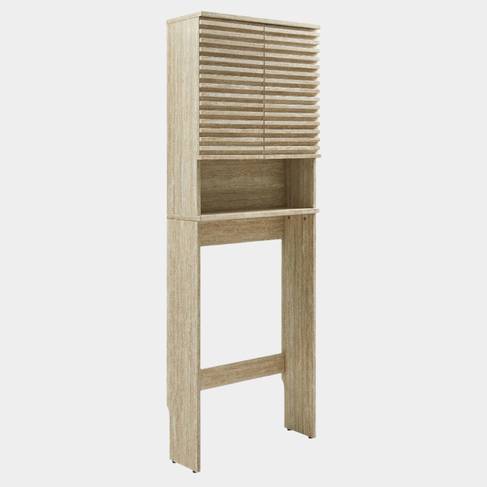 Armoire de rangement en lin en faux travertin, haute et étroite