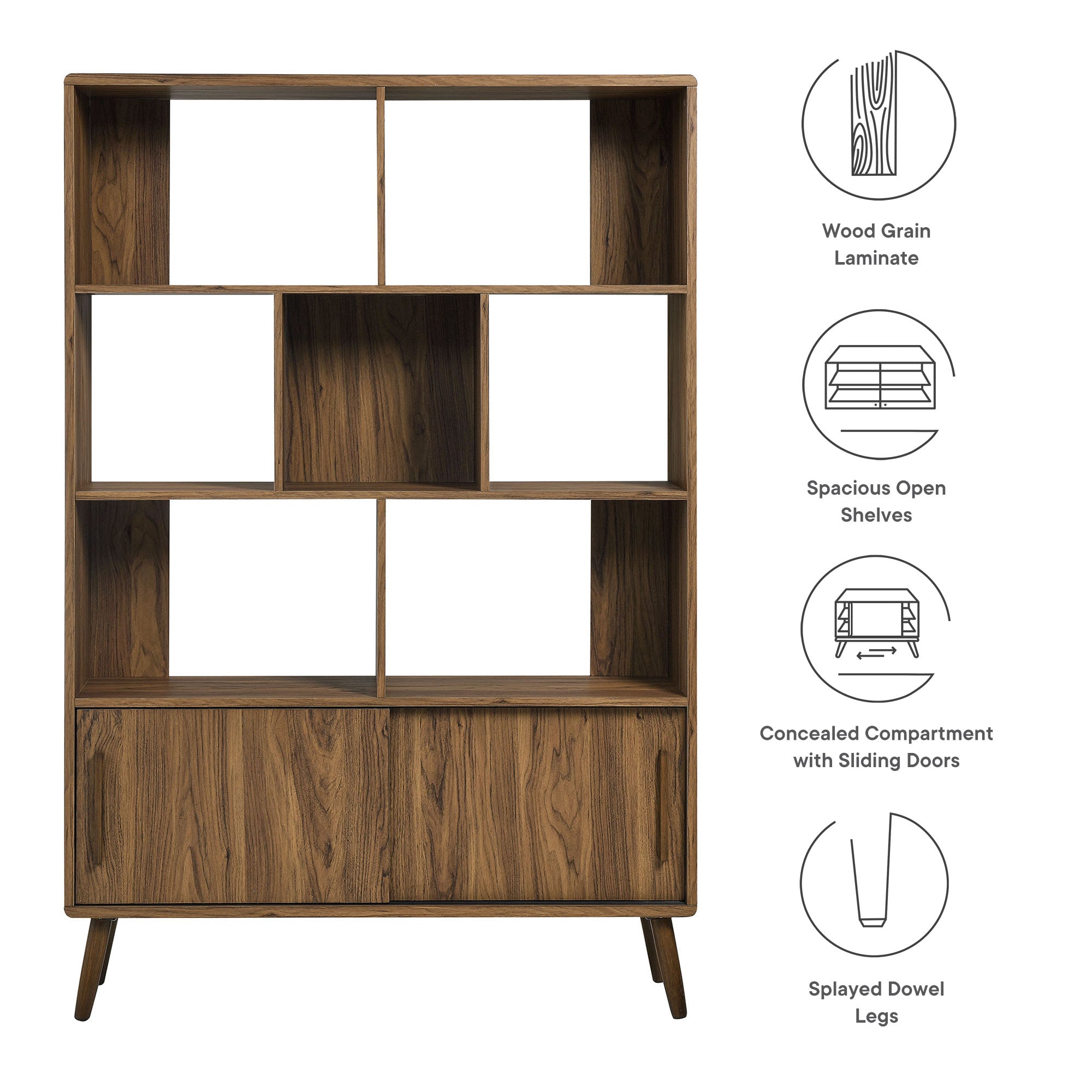 Transmit 45" Bookcase with Sliding Doors