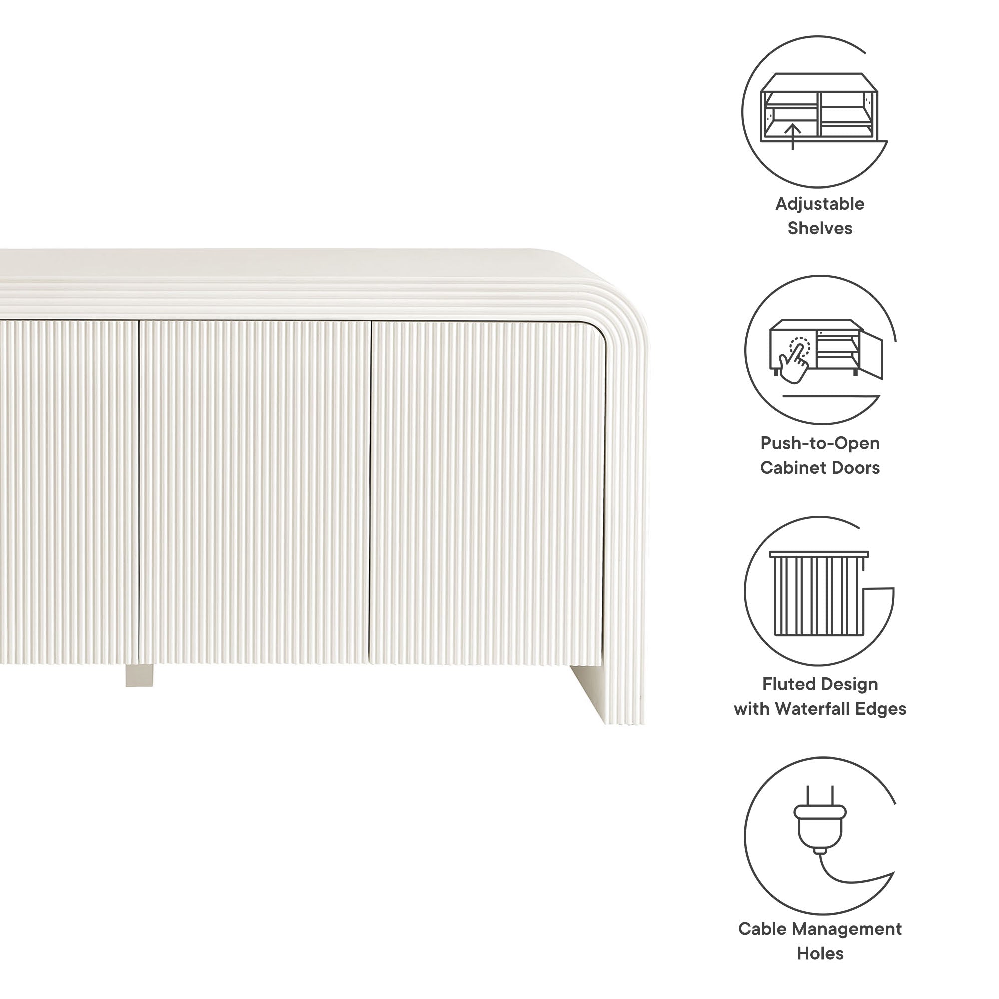 Waterflute 70" Fluted Sideboard Cabinet