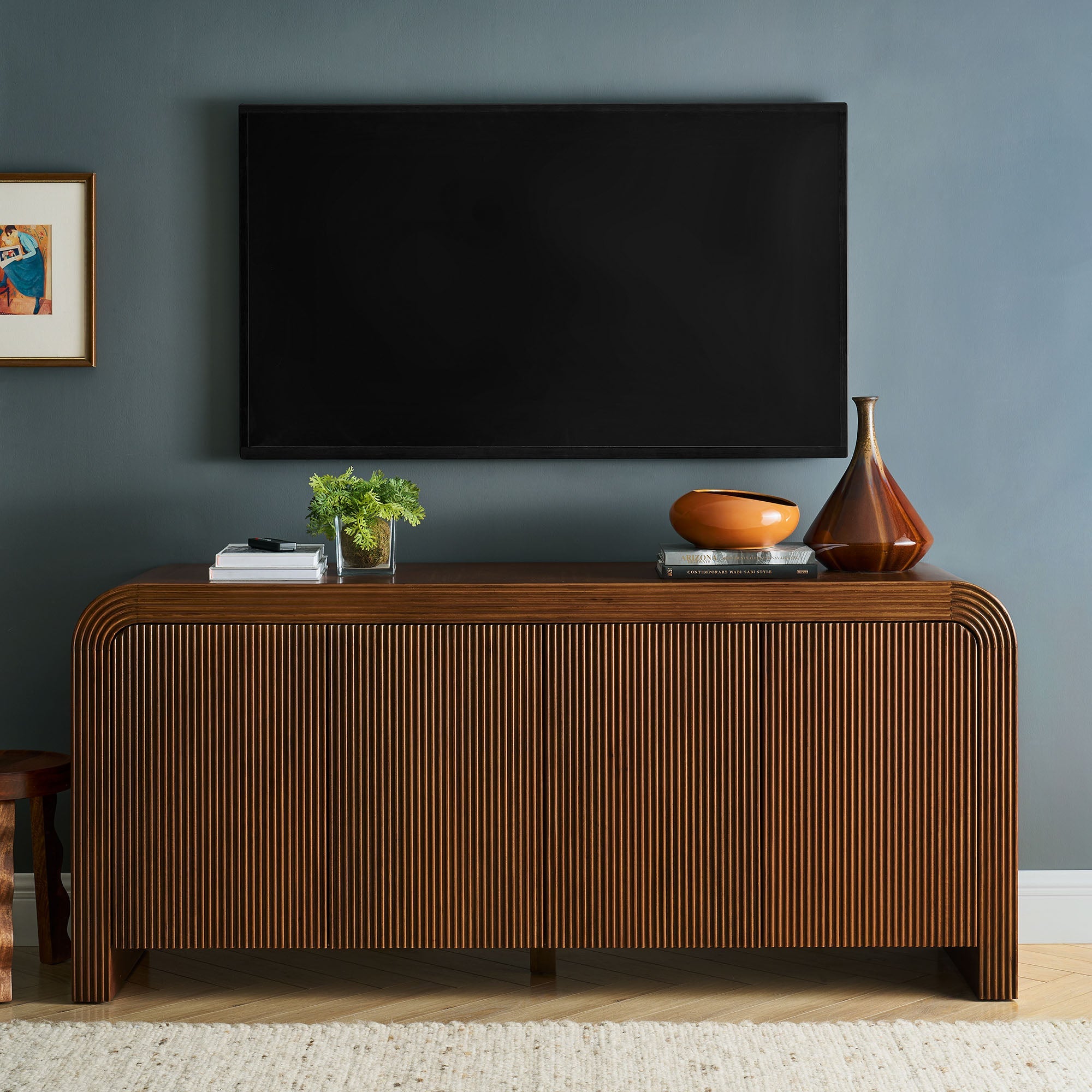 Waterflute 70" Fluted Sideboard Cabinet