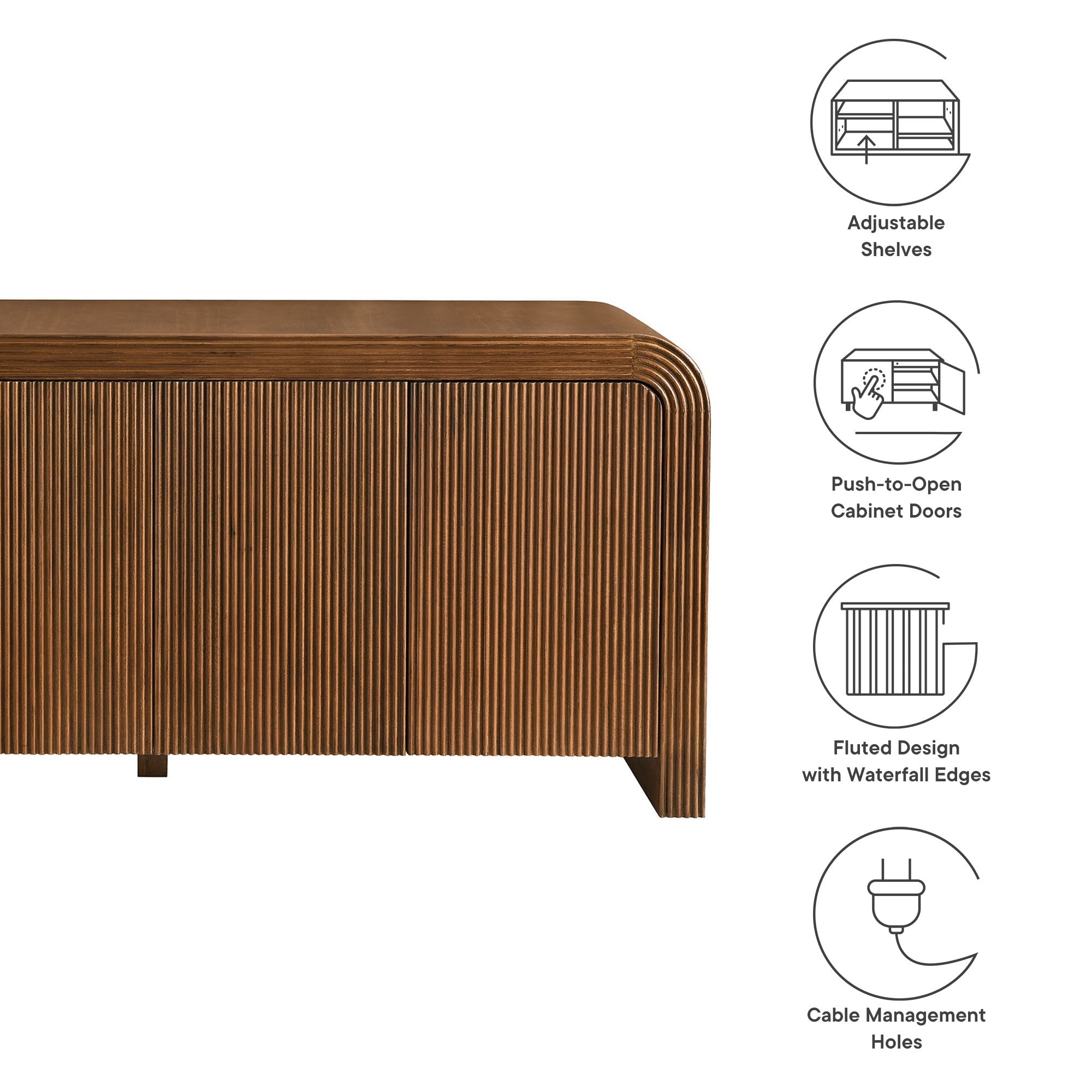 Waterflute 70" Fluted Sideboard Cabinet