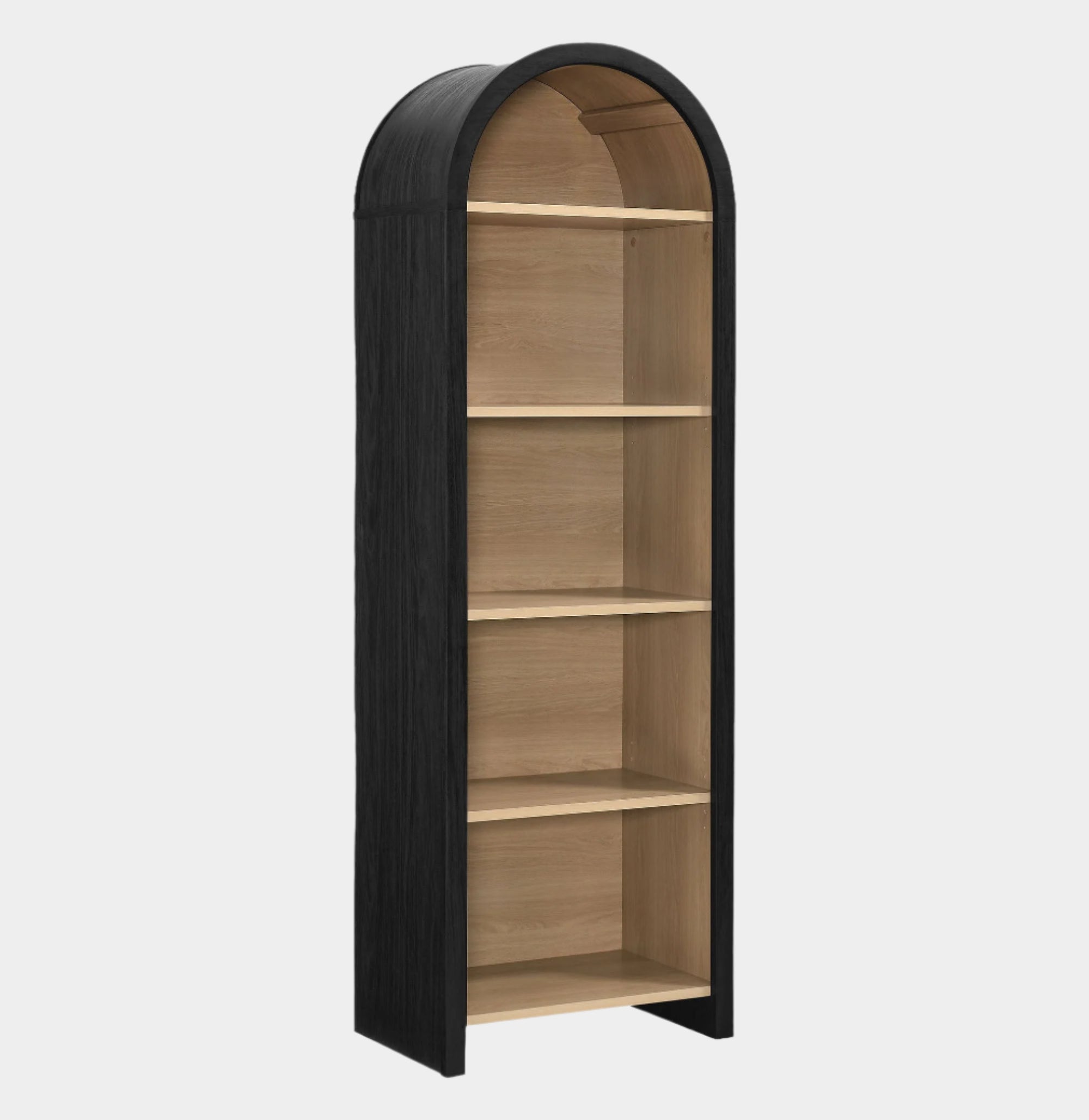 Evie Arched Narrow Bookcase Display Cabinet in Black