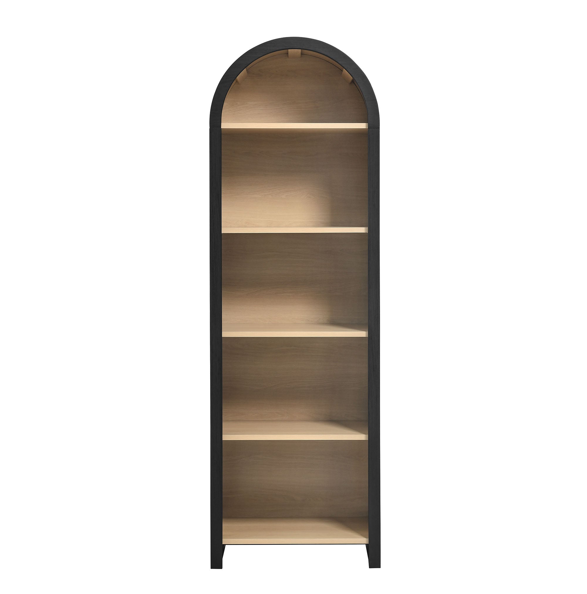 Evie Arched Narrow Bookcase Display Cabinet in Black