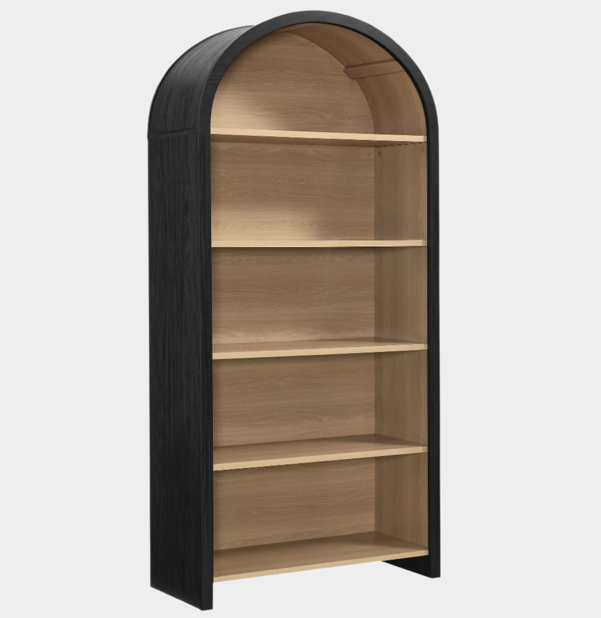 Evie Arched Wide Bookcase Display Cabinet in Black