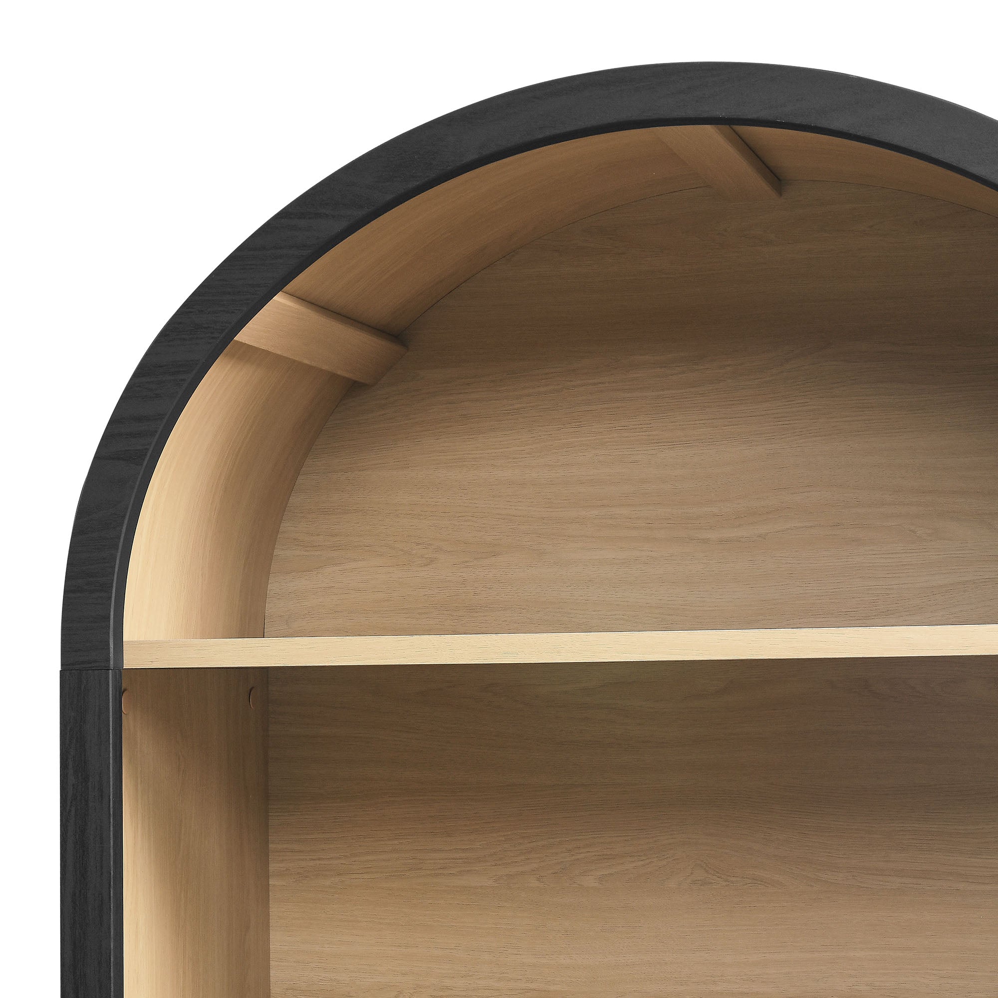 Evie Arched Wide Bookcase Display Cabinet in Black