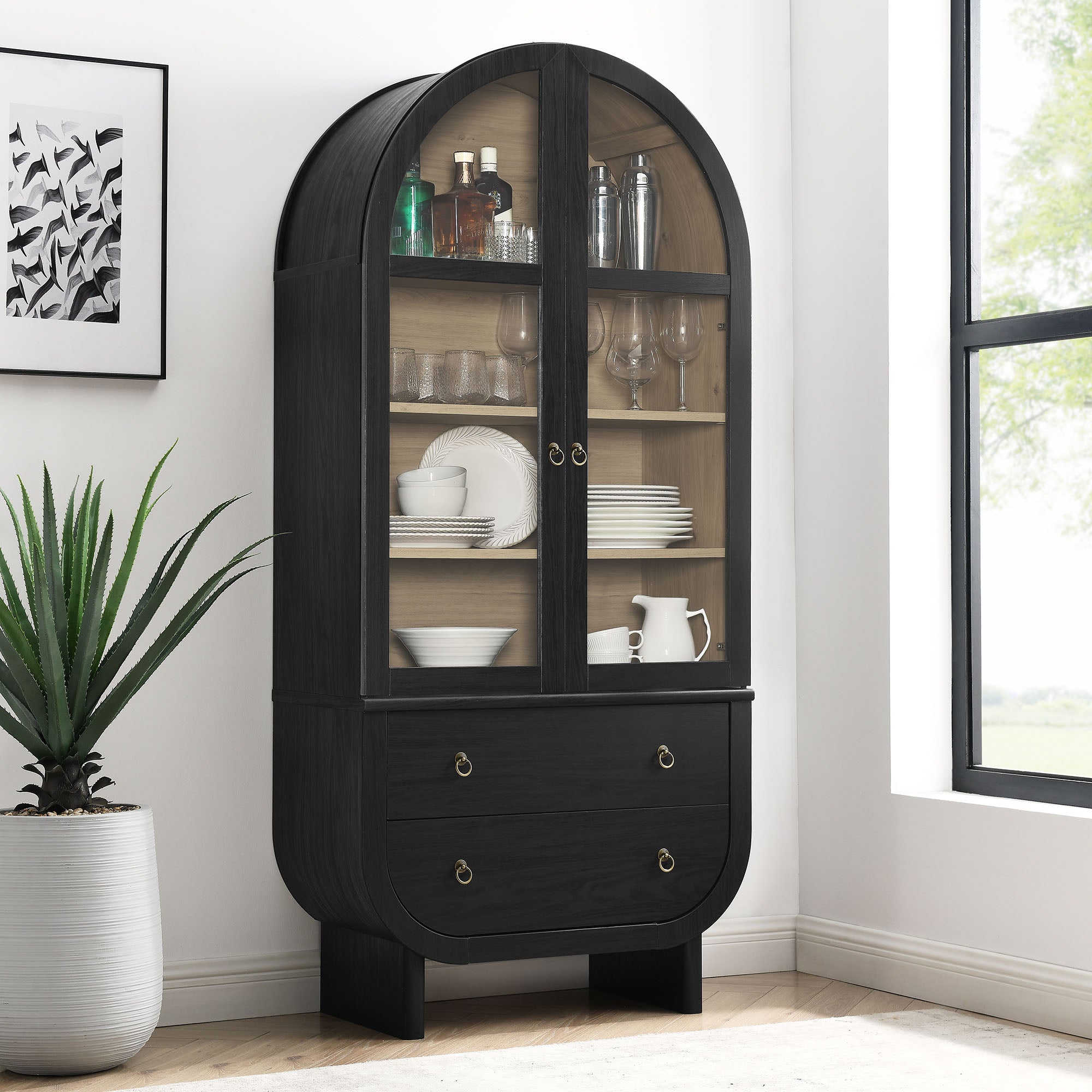 Nyx Arched Display Cabinet in Black